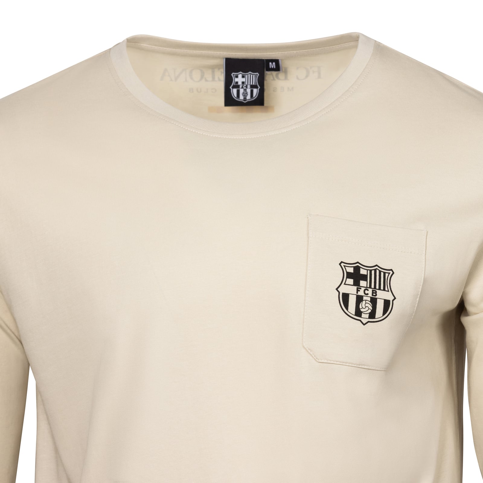 T-shirt à manches longues décontracté pour homme, design sport suédois, couleur beige Barcelone.