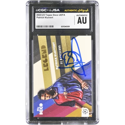 Carte authentifiée CGC #NNO de Patrick Kluivert (Barcelone, saison 2022-2023, Topps Deco UEFA) autographiée