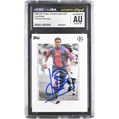Patrick Kluivert Barcelone autographié 2024-25 Topps Simplicidad UCC Leyendas #NNO CGC Carte AUTO 10 authentifiée