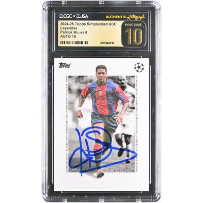 Patrick Kluivert Barcelone autographié 2024-25 Topps Simplicidad UCC Leyendas #NNO CGC authentifié PRISTINE 10/10 Card