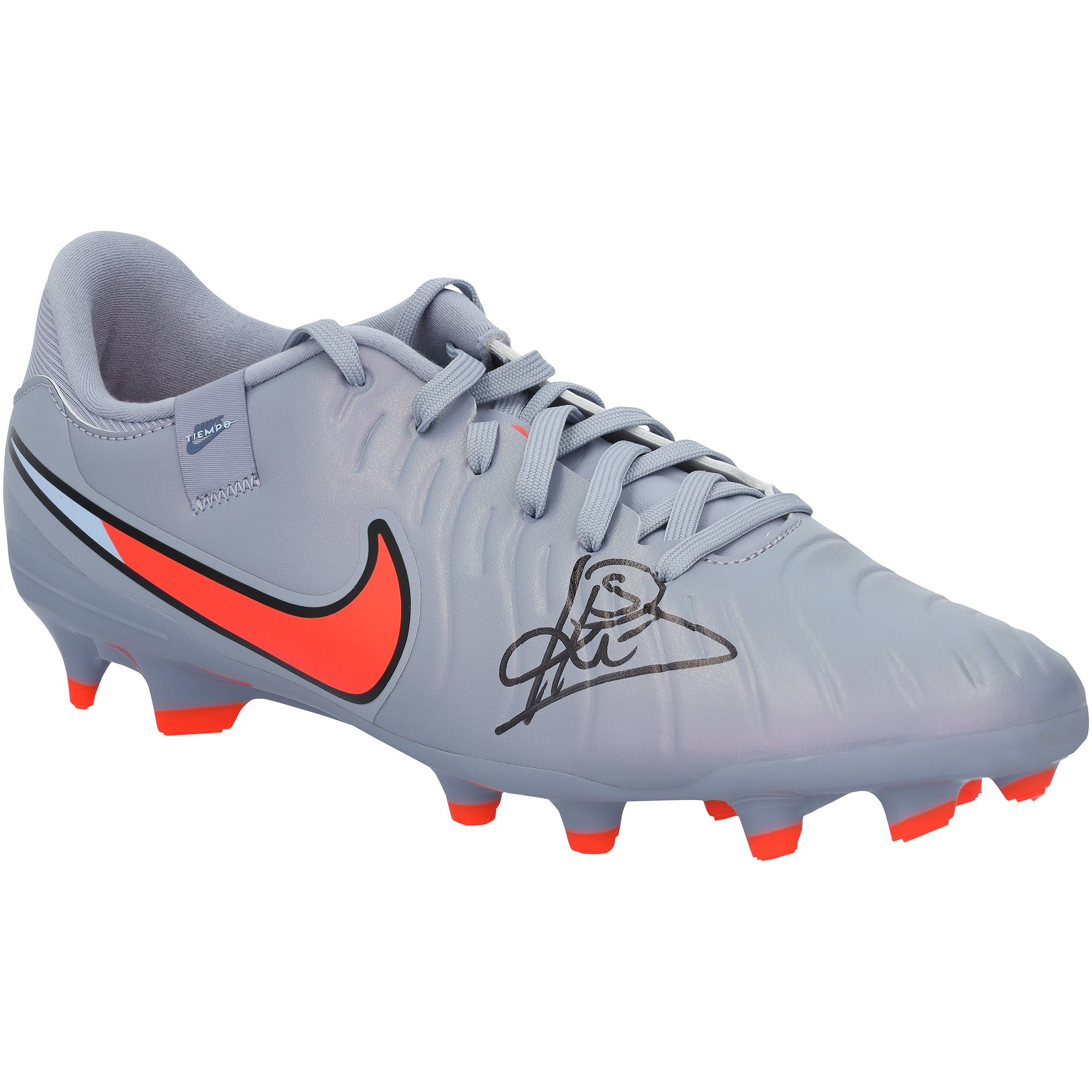 Patrick Kluivert Barcelona Autographed Gray Nike Tiempo Soccer Cleat