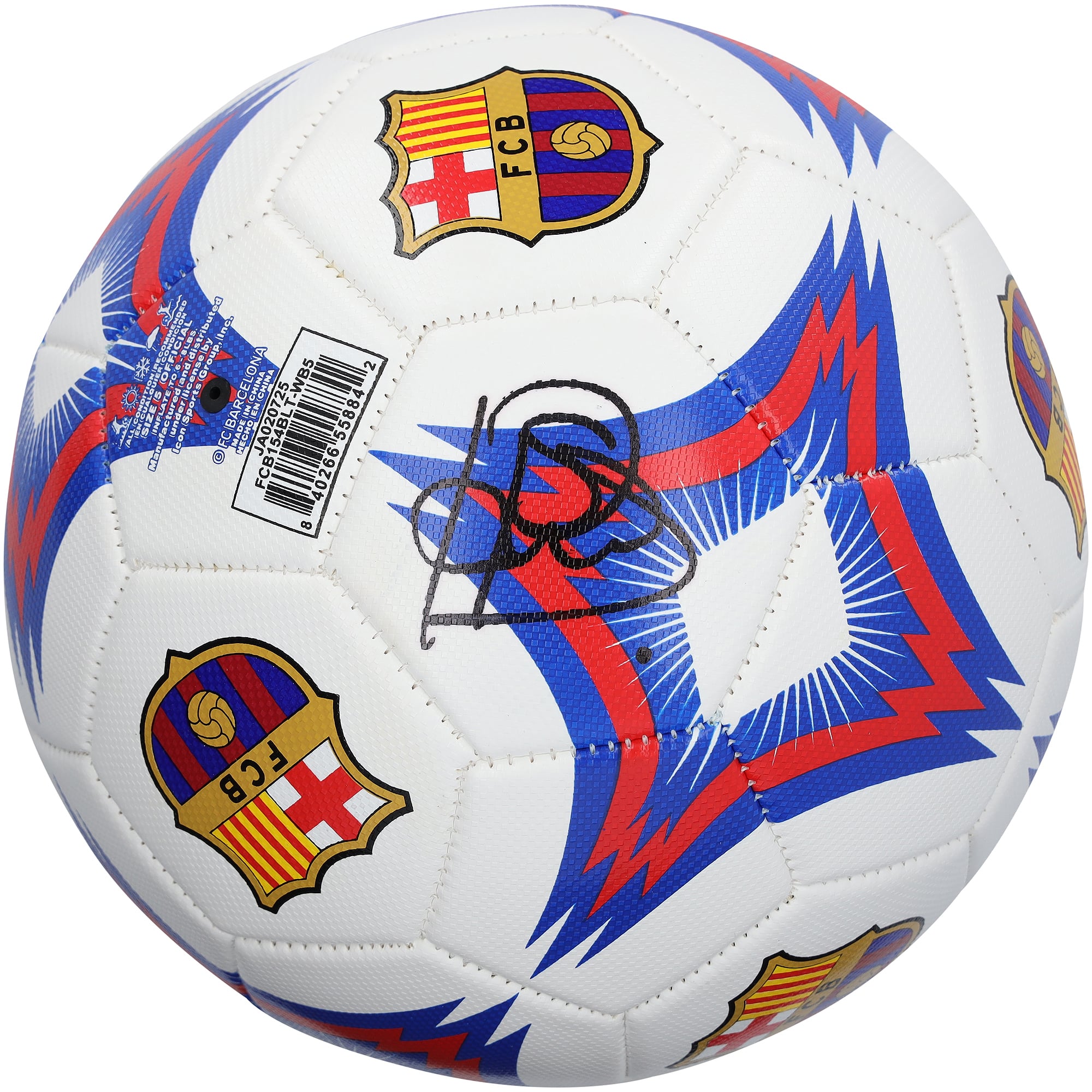 Patrick Kluivert Barcelona Autographed Nike White, Blue and Red Soccer Ball