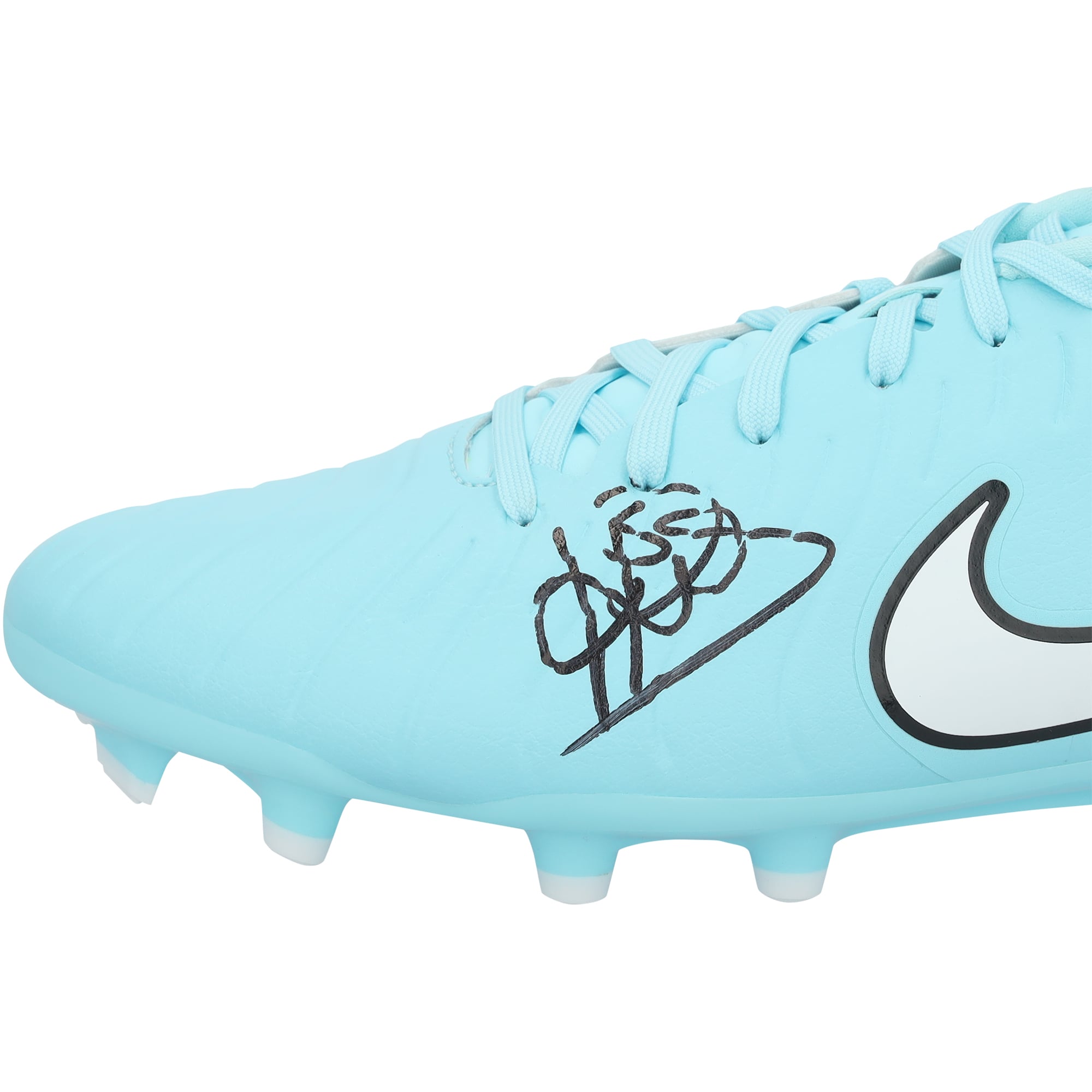 Patrick Kluivert Barcelona Autographed Teal Nike Tiempo Soccer Cleat