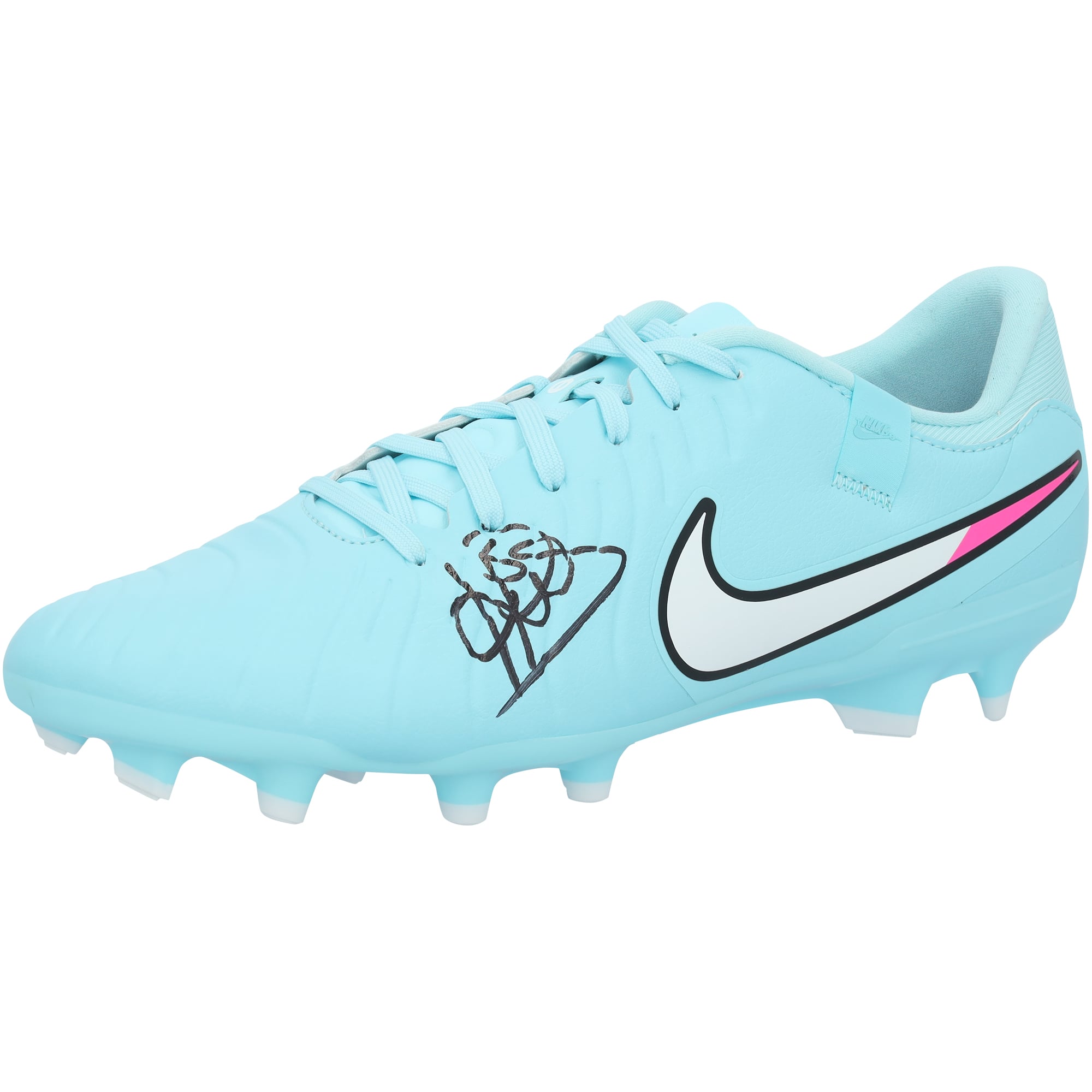 Patrick Kluivert Barcelona Autographed Teal Nike Tiempo Soccer Cleat