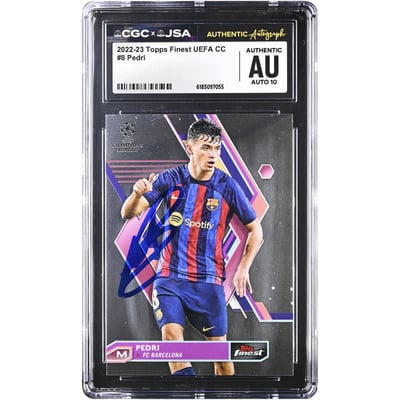 Carte Pedri Barcelone autographiée 2022-23 Topps Finest UEFA CC #8 authentifiée CGC AUTO 10
