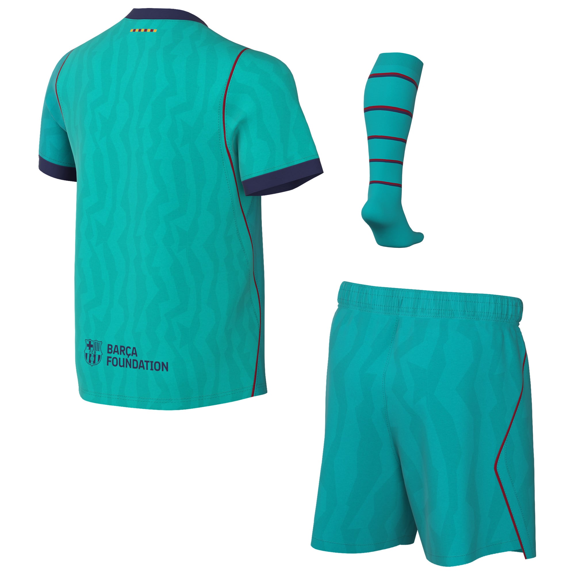 Ensemble réplique du troisième maillot de stade Nike turquoise FC Barcelone pour enfants d'âge préscolaire (saison 2026/27).