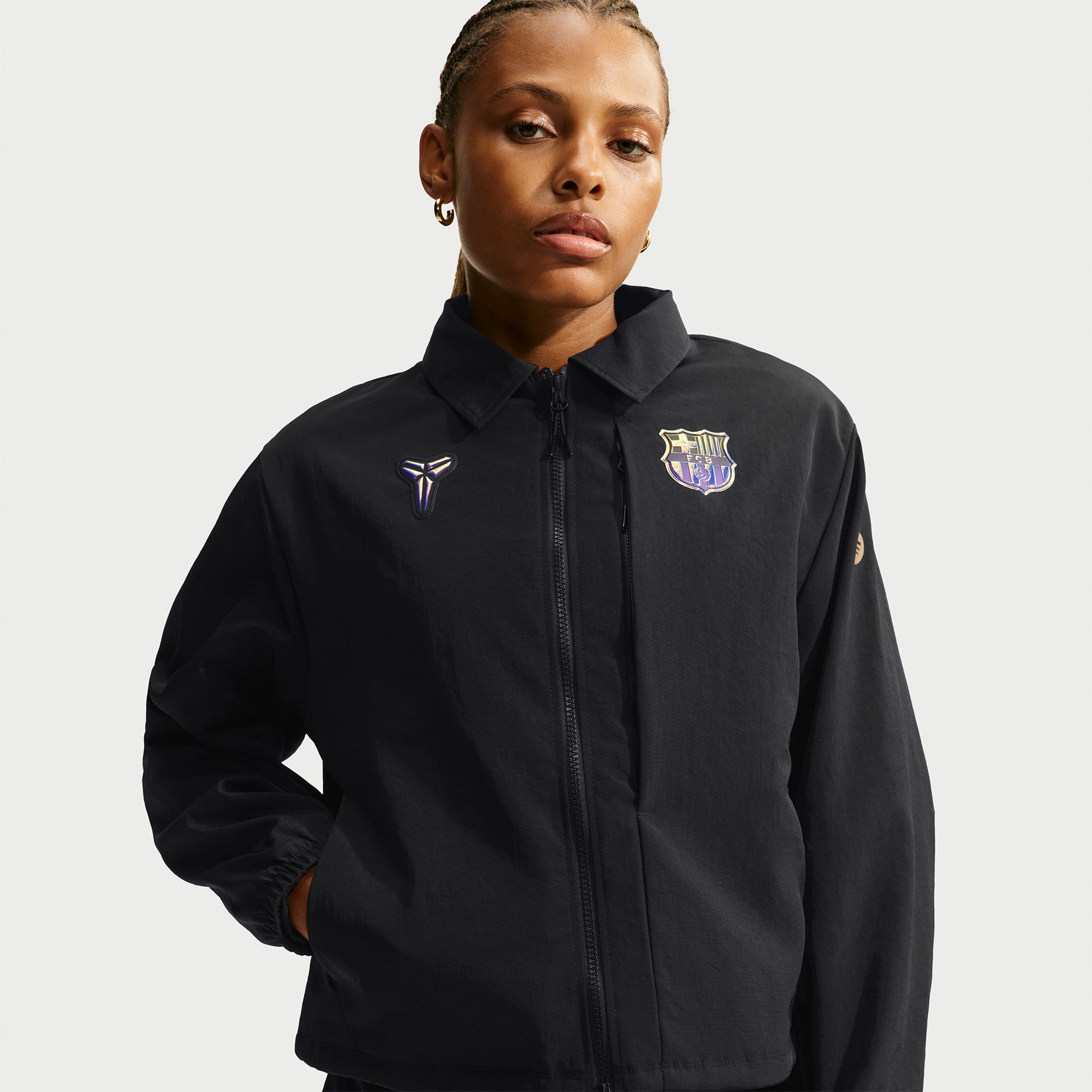 Veste zippée Nike FC Barcelone noire pour femme, saison extérieure 2026/27.