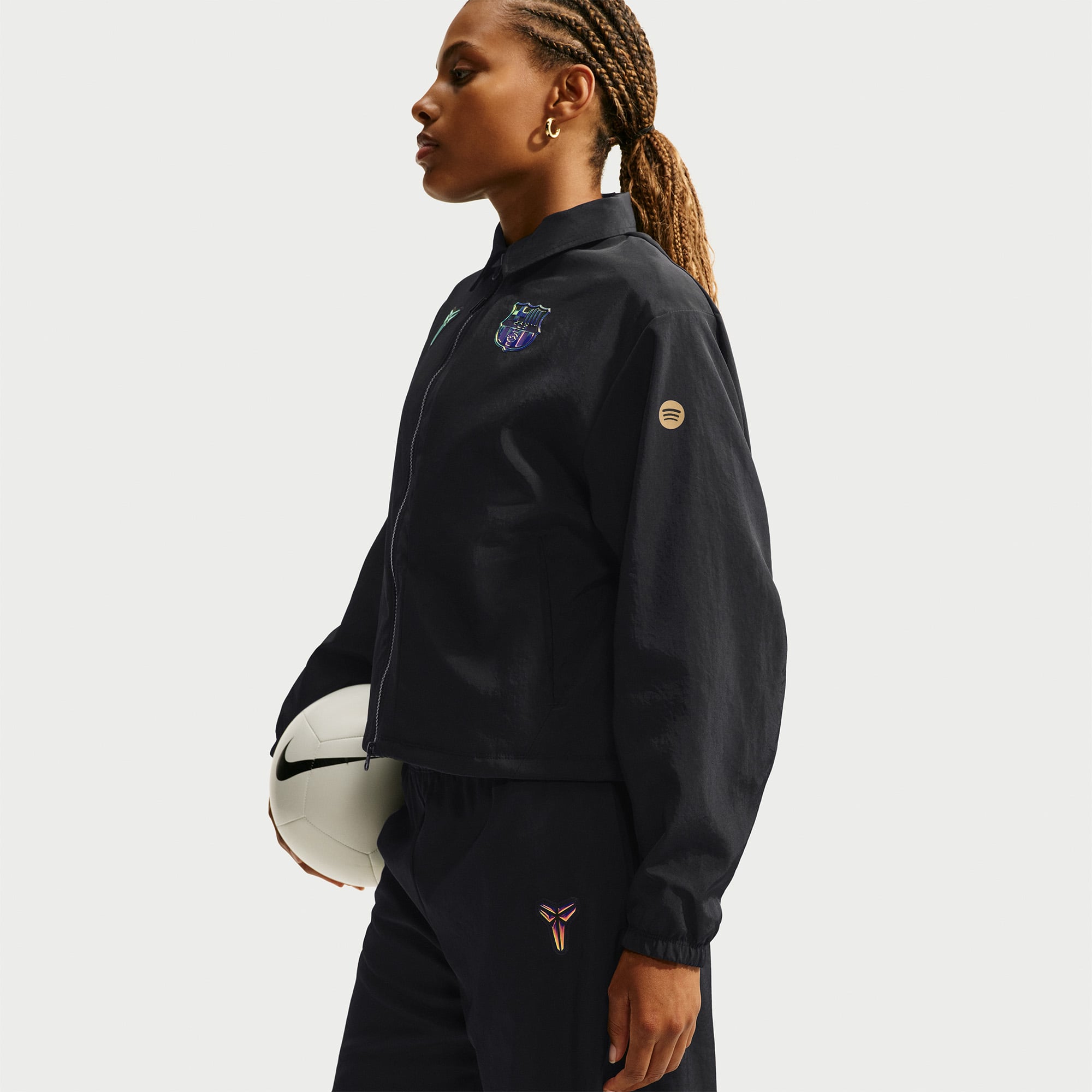 Veste zippée Nike FC Barcelone noire pour femme, saison extérieure 2026/27.