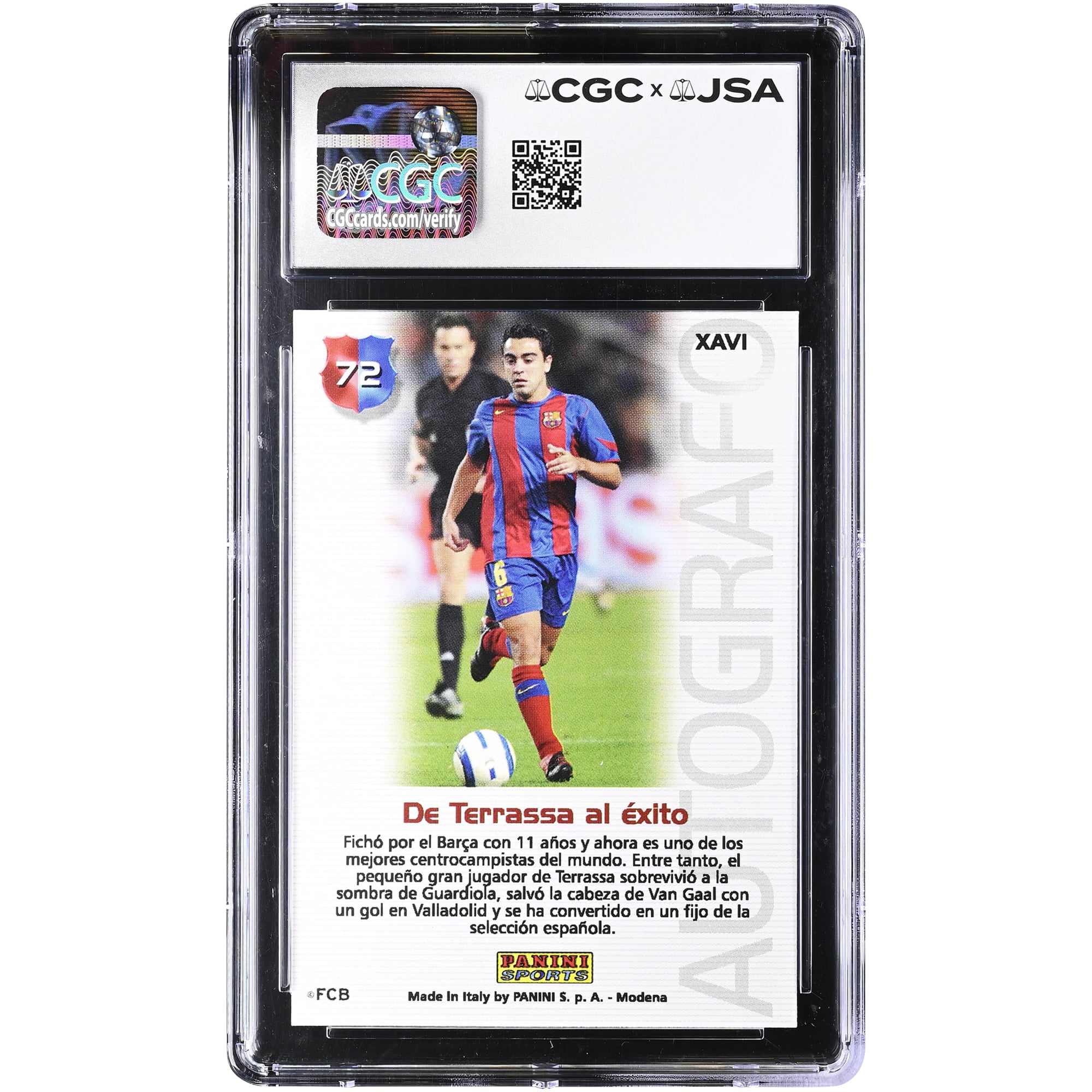 Xavi Hernandez Barcelona Autographed 2004-05 Panini Megacracks Barca Campeon #72 CGC Authenticated 10/10 Card