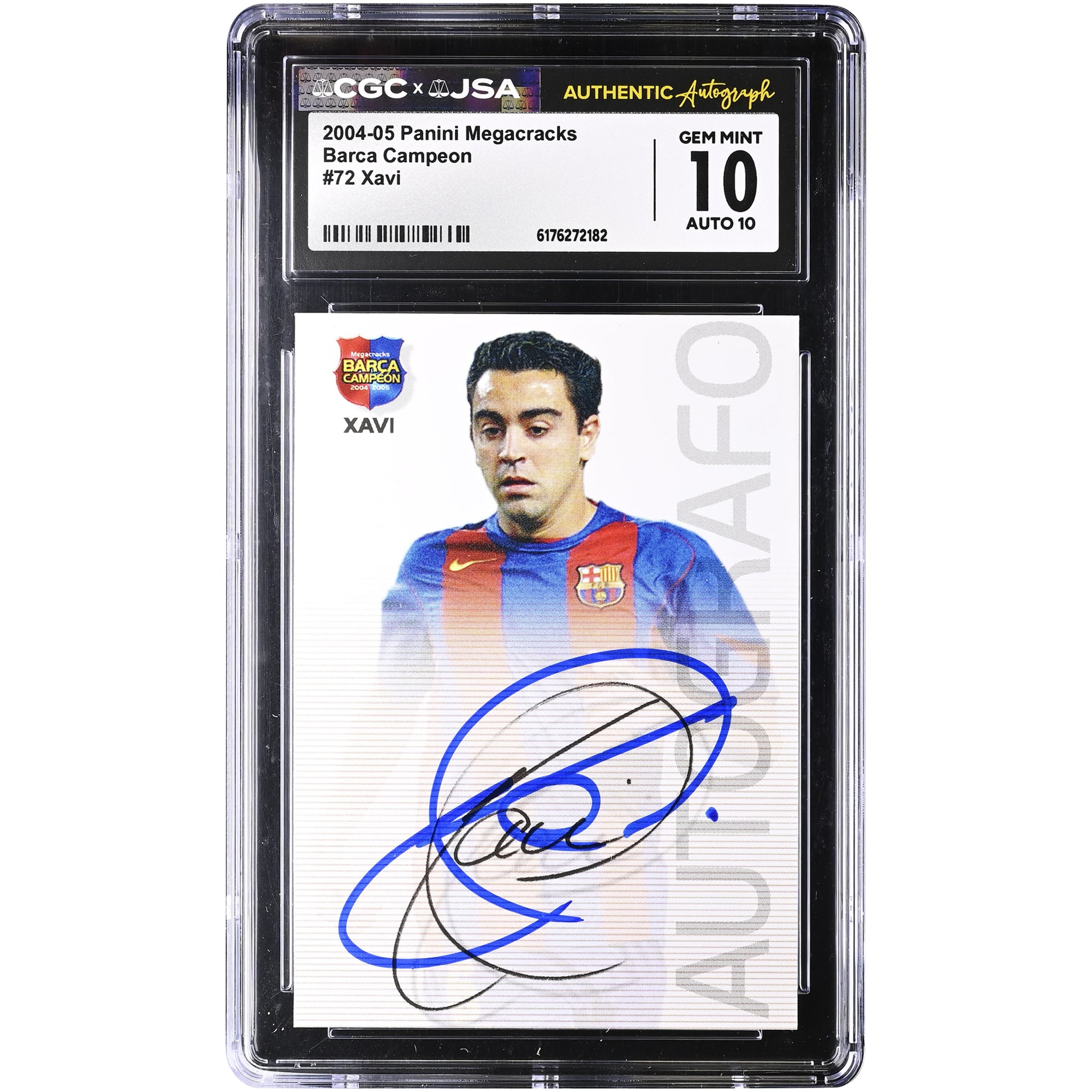 Xavi Hernandez Barcelona Autographed 2004-05 Panini Megacracks Barca Campeon #72 CGC Authenticated 10/10 Card