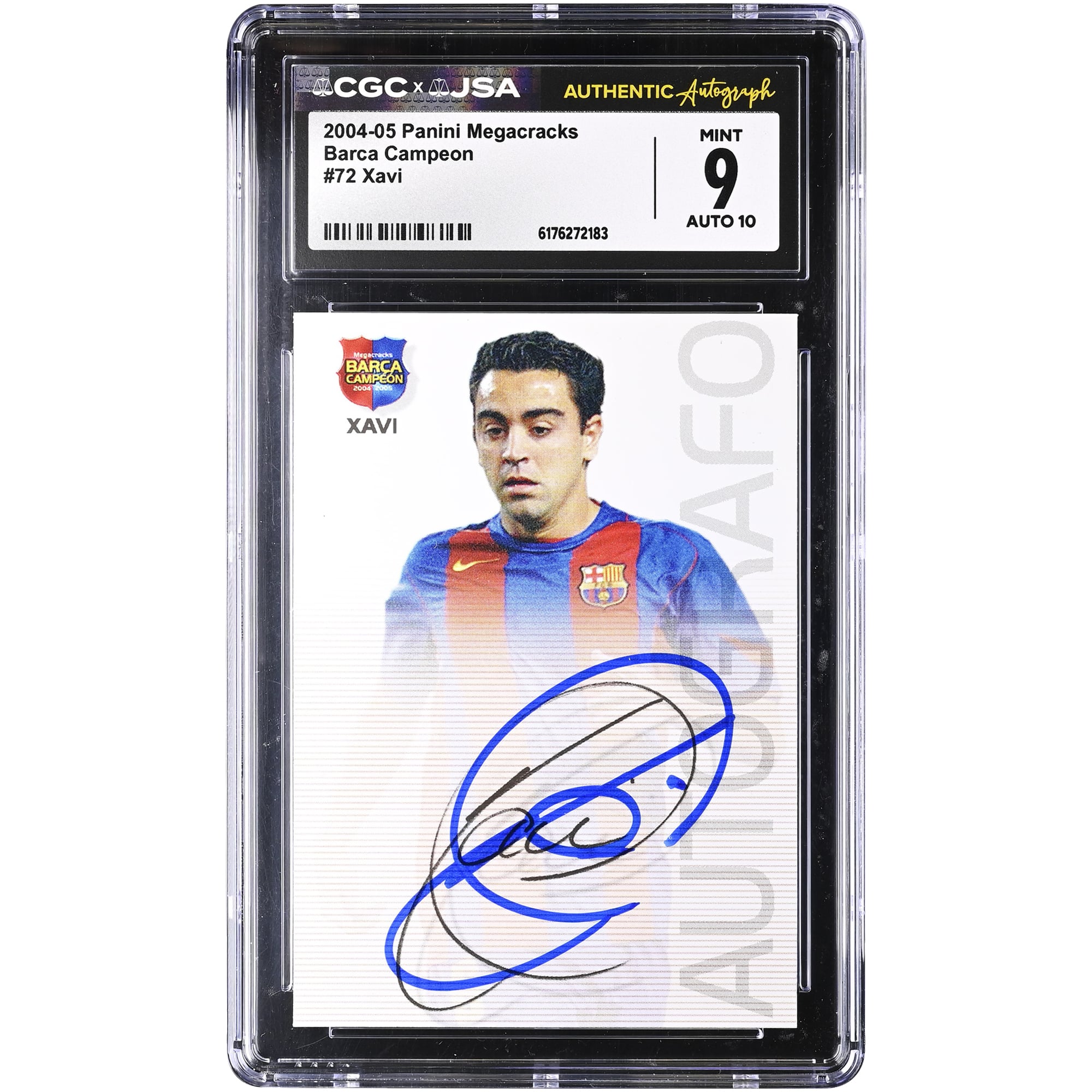 Xavi Hernandez Barcelona Autographed 2004-05 Panini Megacracks Barca Campeon #72 CGC Authenticated /10 Card