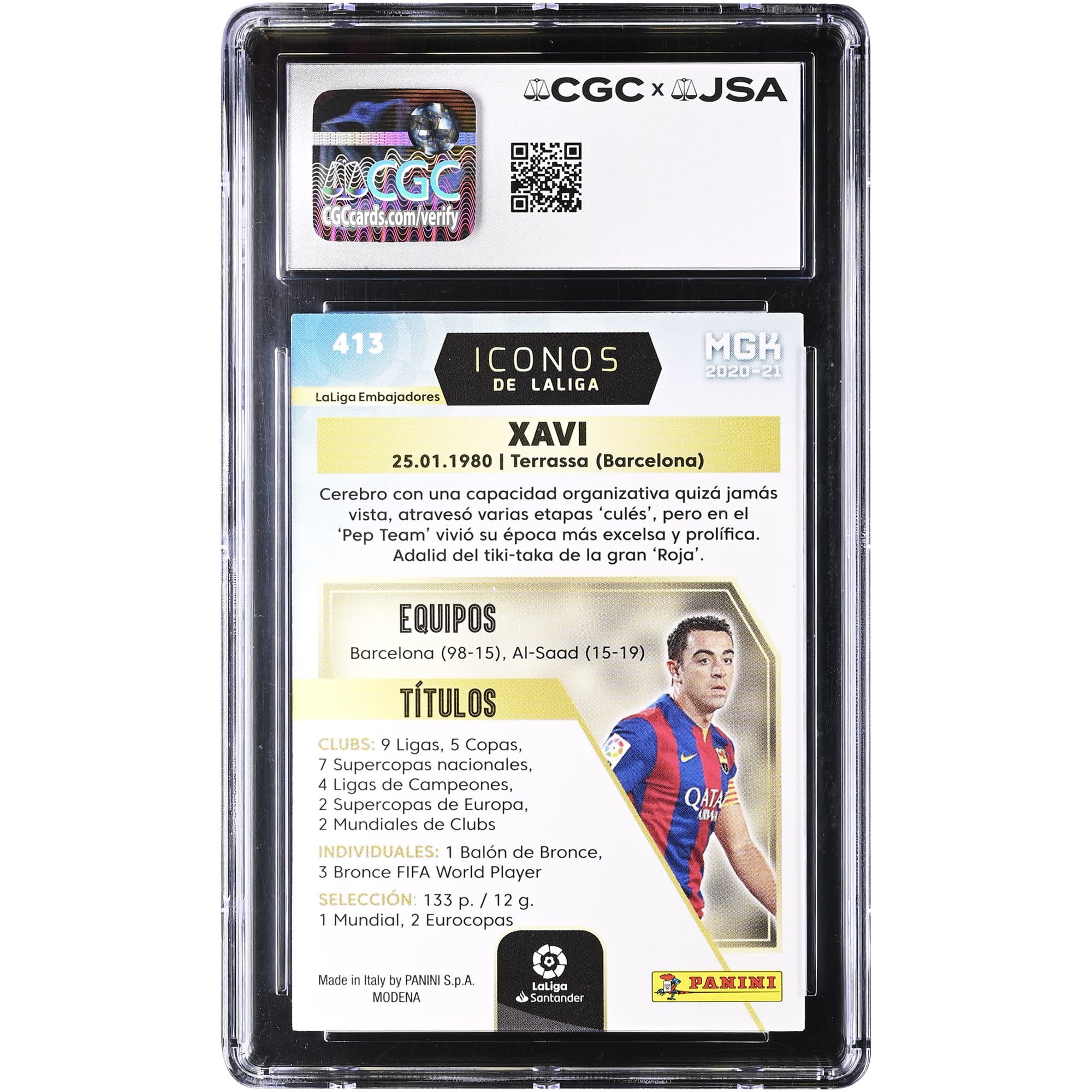 Xavi Hernandez Barcelona Autographed 2020-21 Panini Megacracks #413 CGC Authenticated 9/10 Card