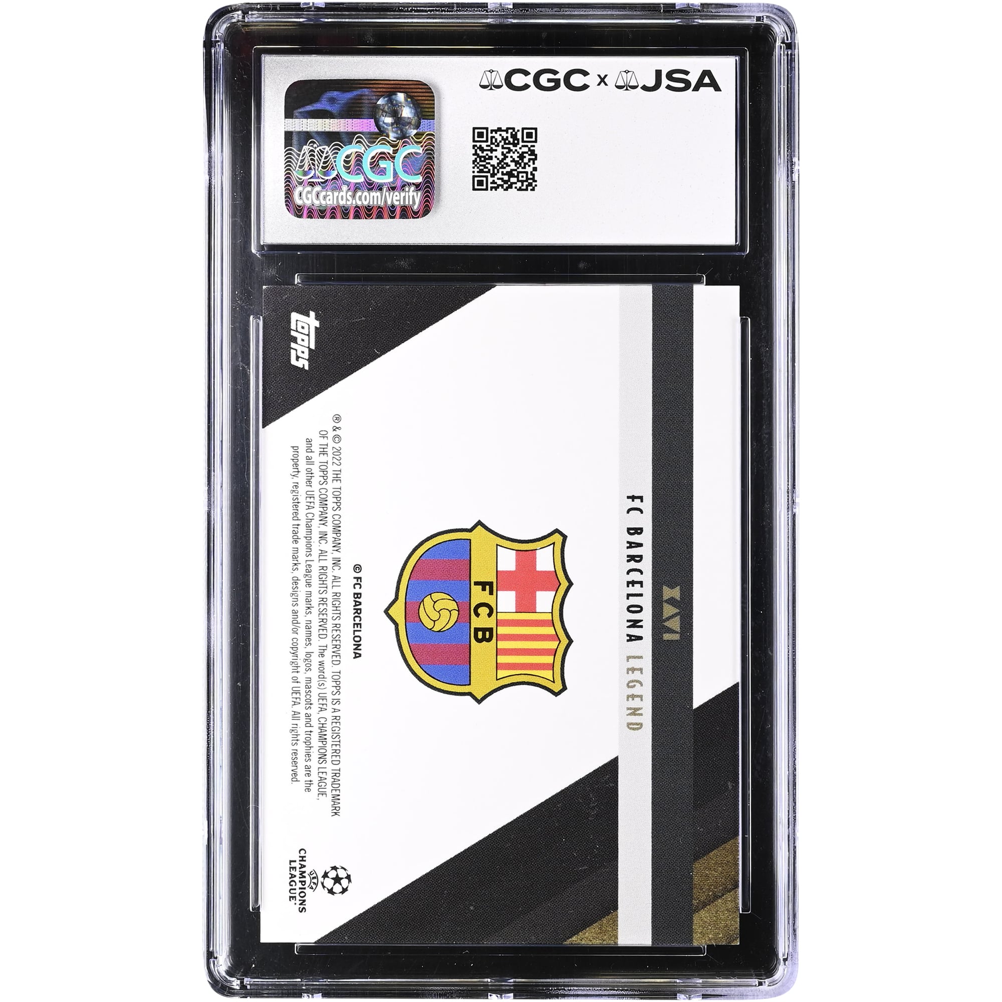 Xavi Hernandez Barcelona Autographed 2021-22 Topps Deco UEFA CL Legends #NNO CGC Authenticated 10/10 Card