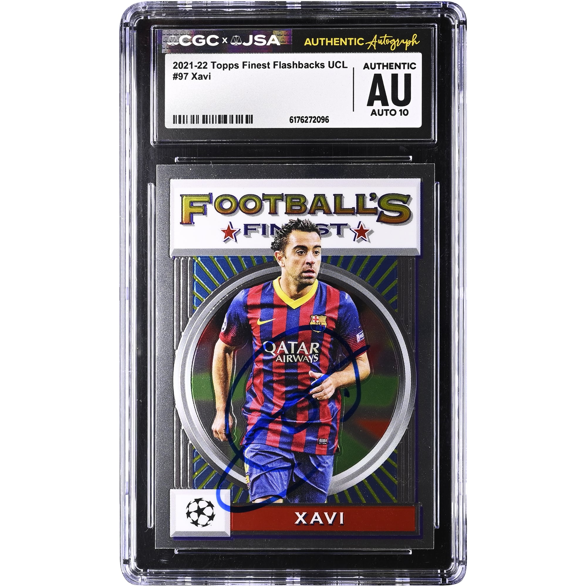 Xavi Hernandez Barcelona Autographed 2021-22 Topps Finest Flashbacks UCL #97 CGC Authenticated Auto 10 Card