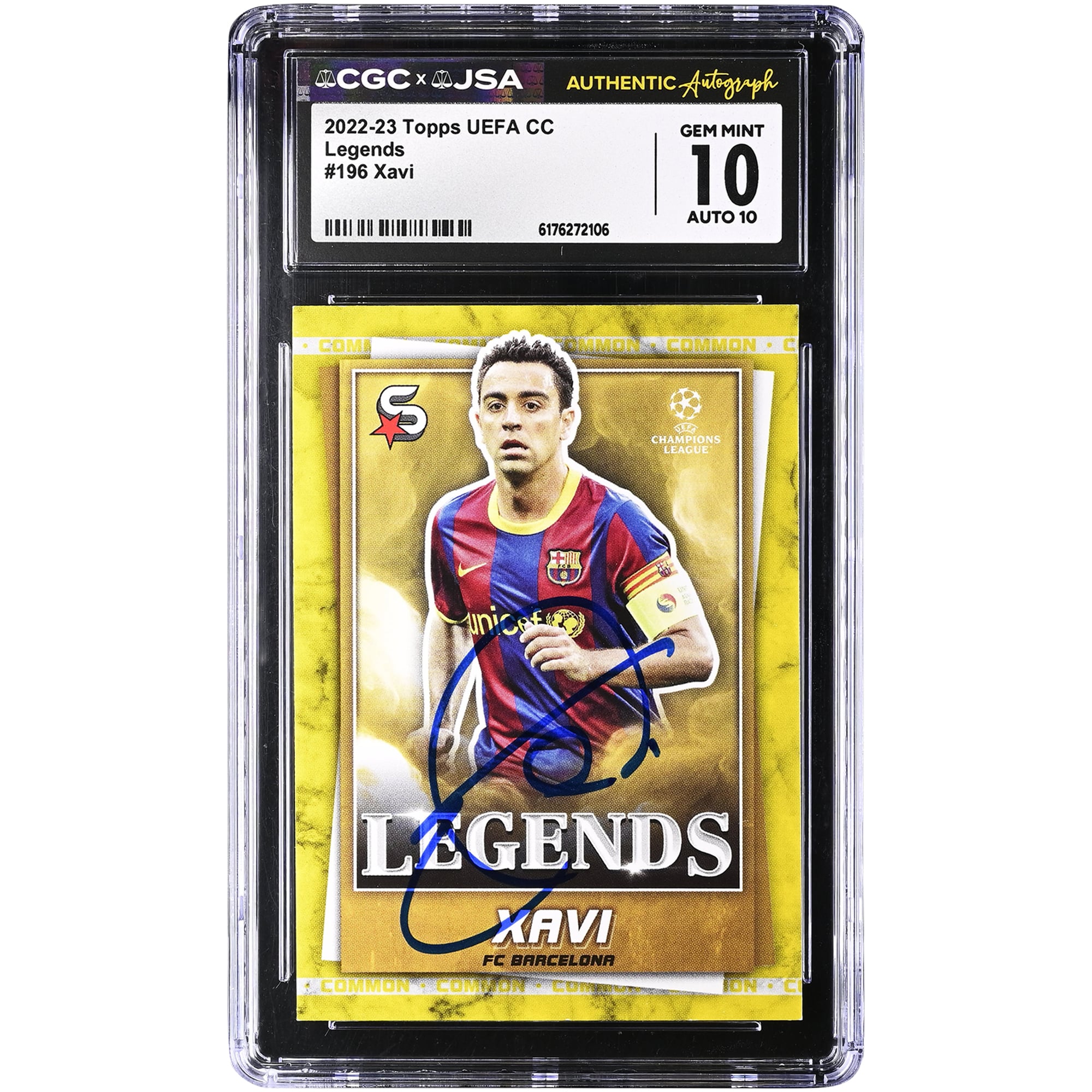 Xavi Hernandez Barcelona Autographed 2022-23 Topps UEFA CC Legends #196 CGC Authenticated 10/10 Card