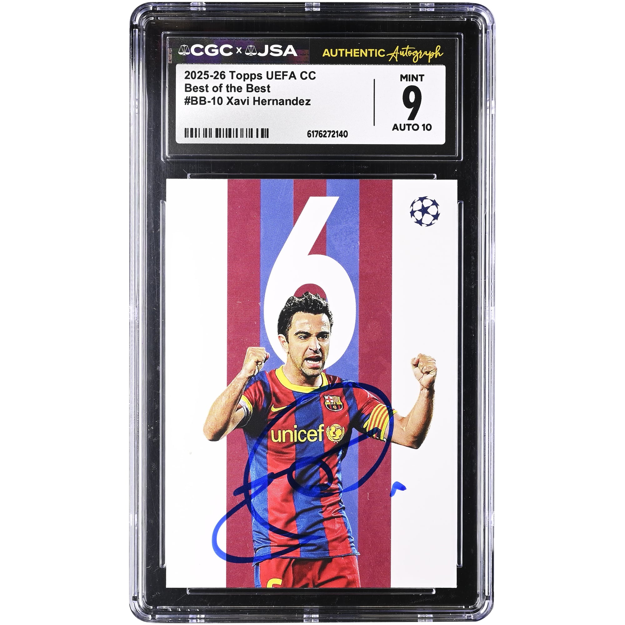 Xavi Hernandez Barcelona Autographed 2025-26 Topps UEFA CC Best of the Best #BB-10 CGC Authenticated /10 Card