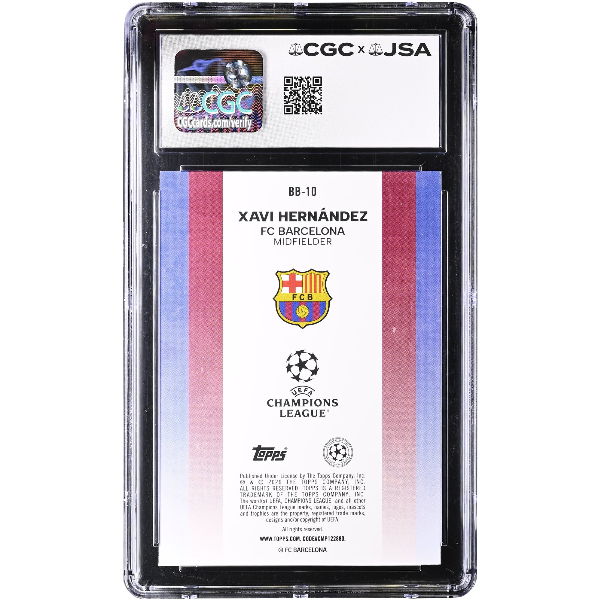 Xavi Hernandez Barcelona Autographed 2025-26 Topps UEFA CC Best of the Best #BB-10 CGC Authenticated /10 Card