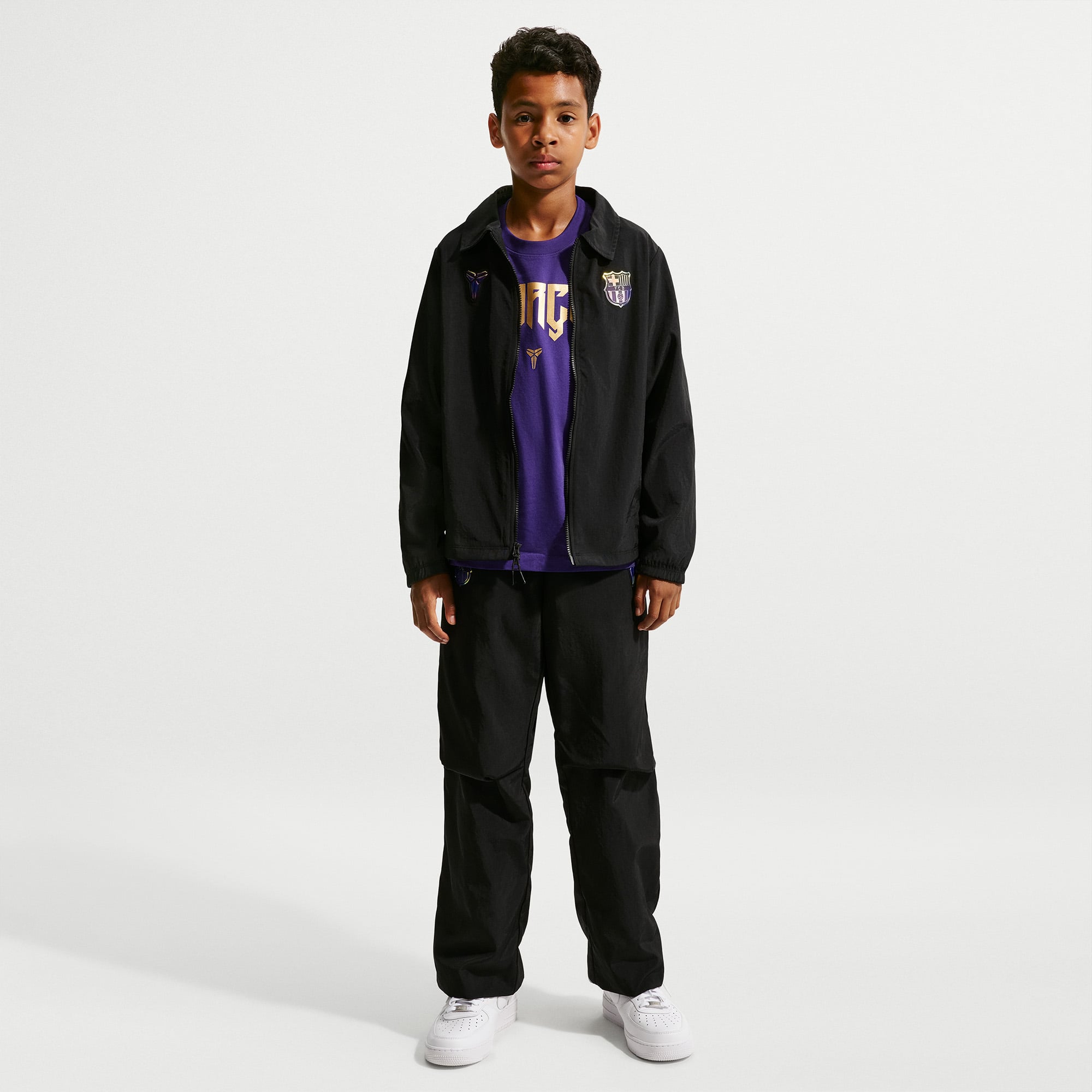 Veste zippée Nike FC Barcelone noire pour enfant, saison extérieure 2026/27.