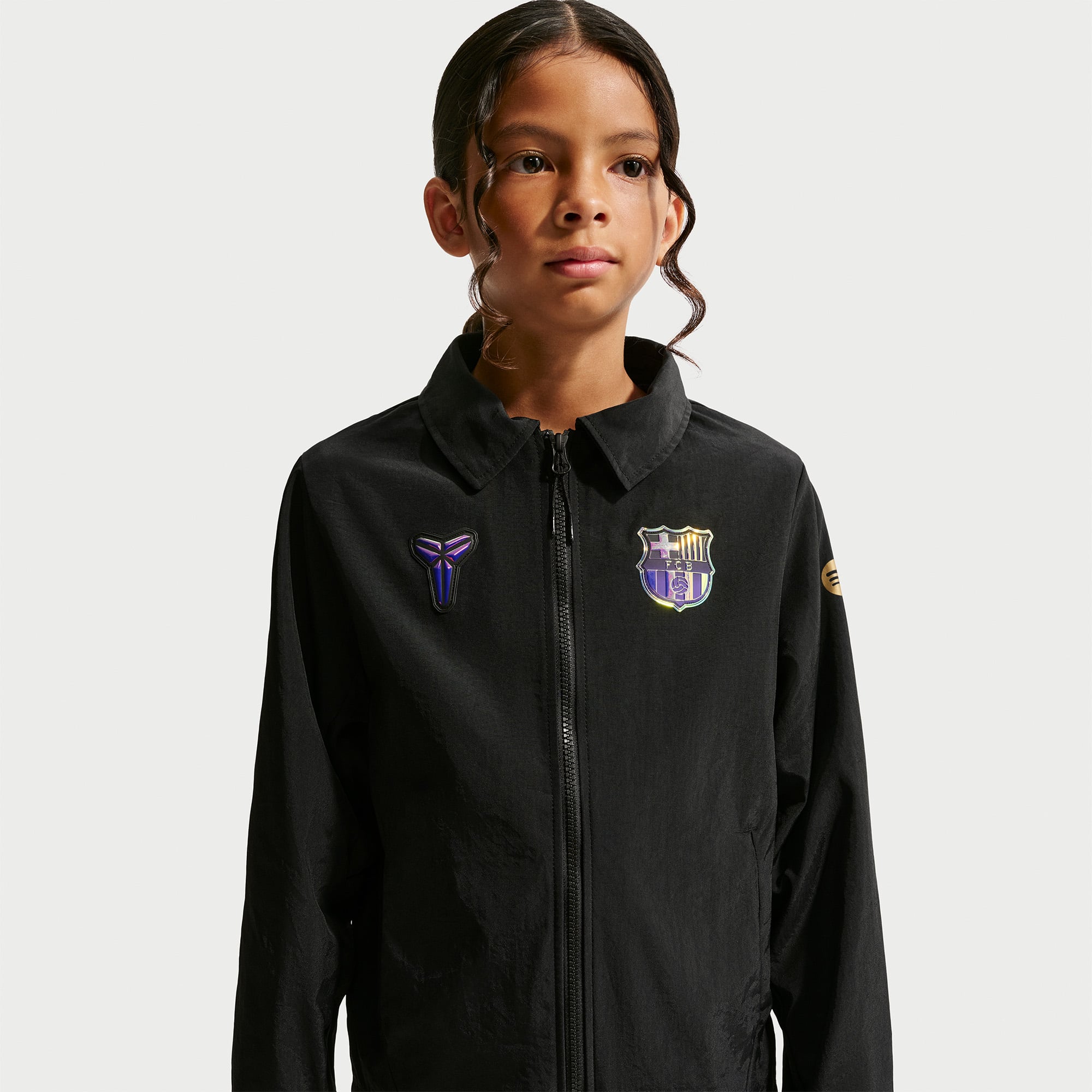 Veste zippée Nike FC Barcelone noire pour enfant, saison extérieure 2026/27.