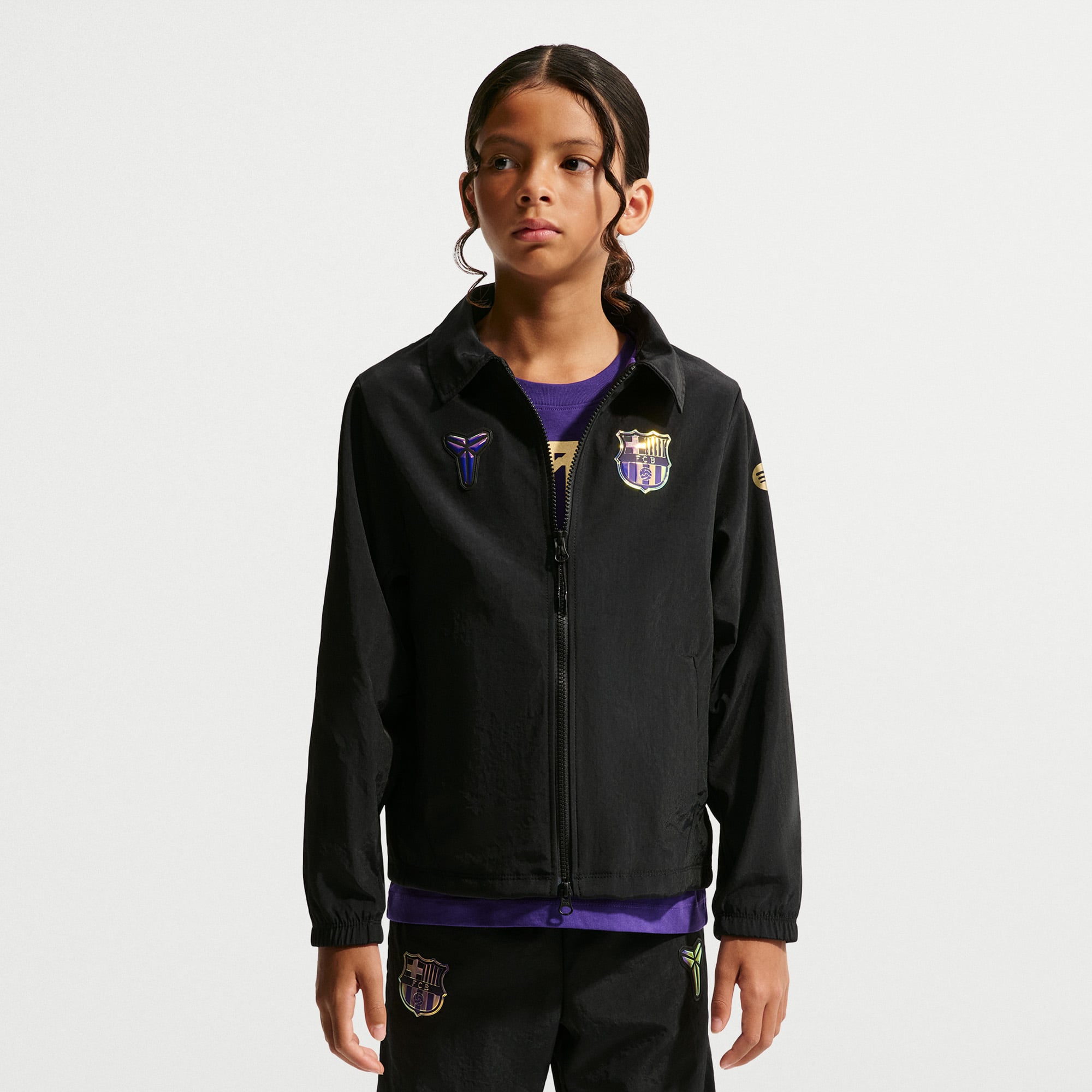 Veste zippée Nike FC Barcelone noire pour enfant, saison extérieure 2026/27.