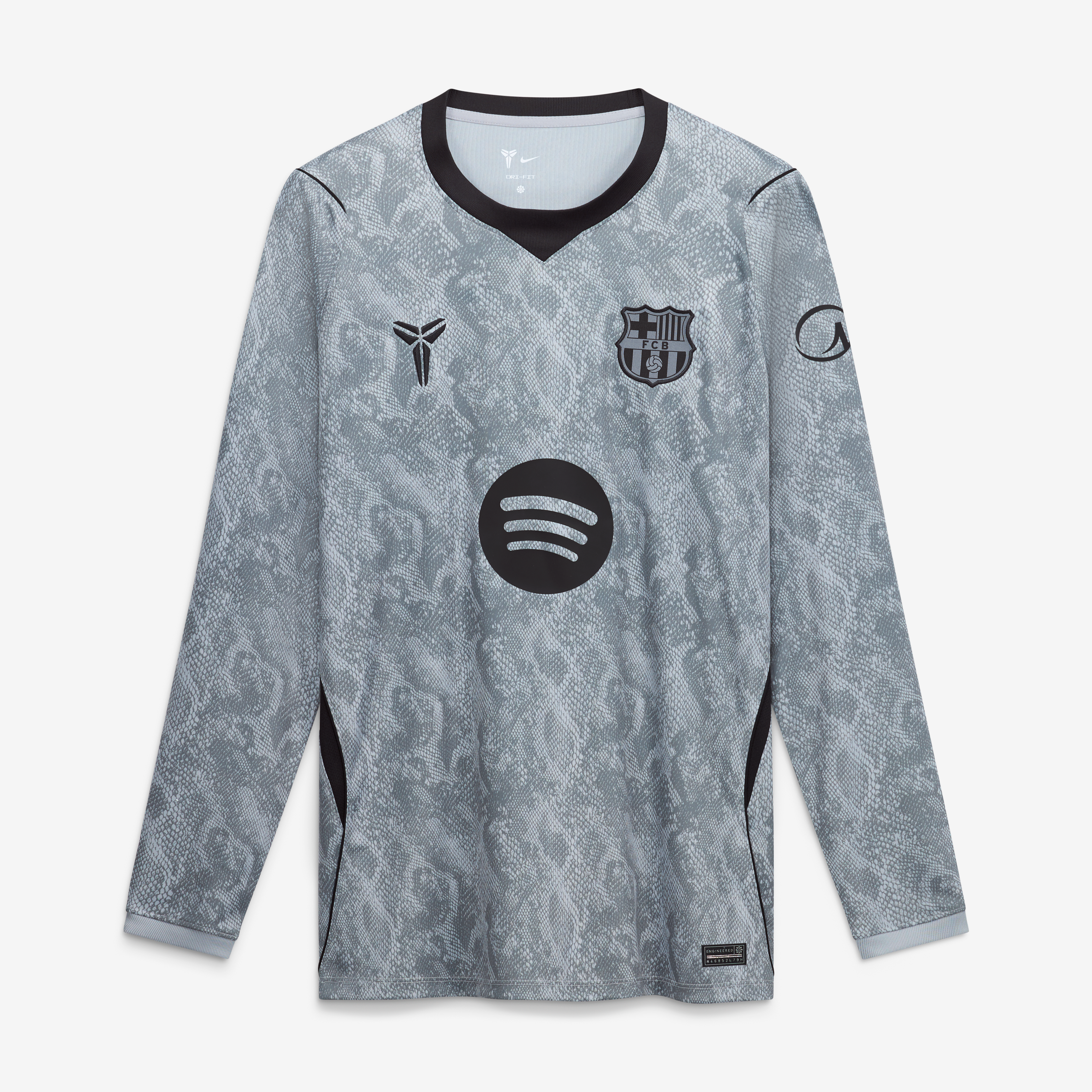 Maillot de gardien but Nike gris FC Barcelone extérieur 2026/27, réplique à manches longues, pour enfant