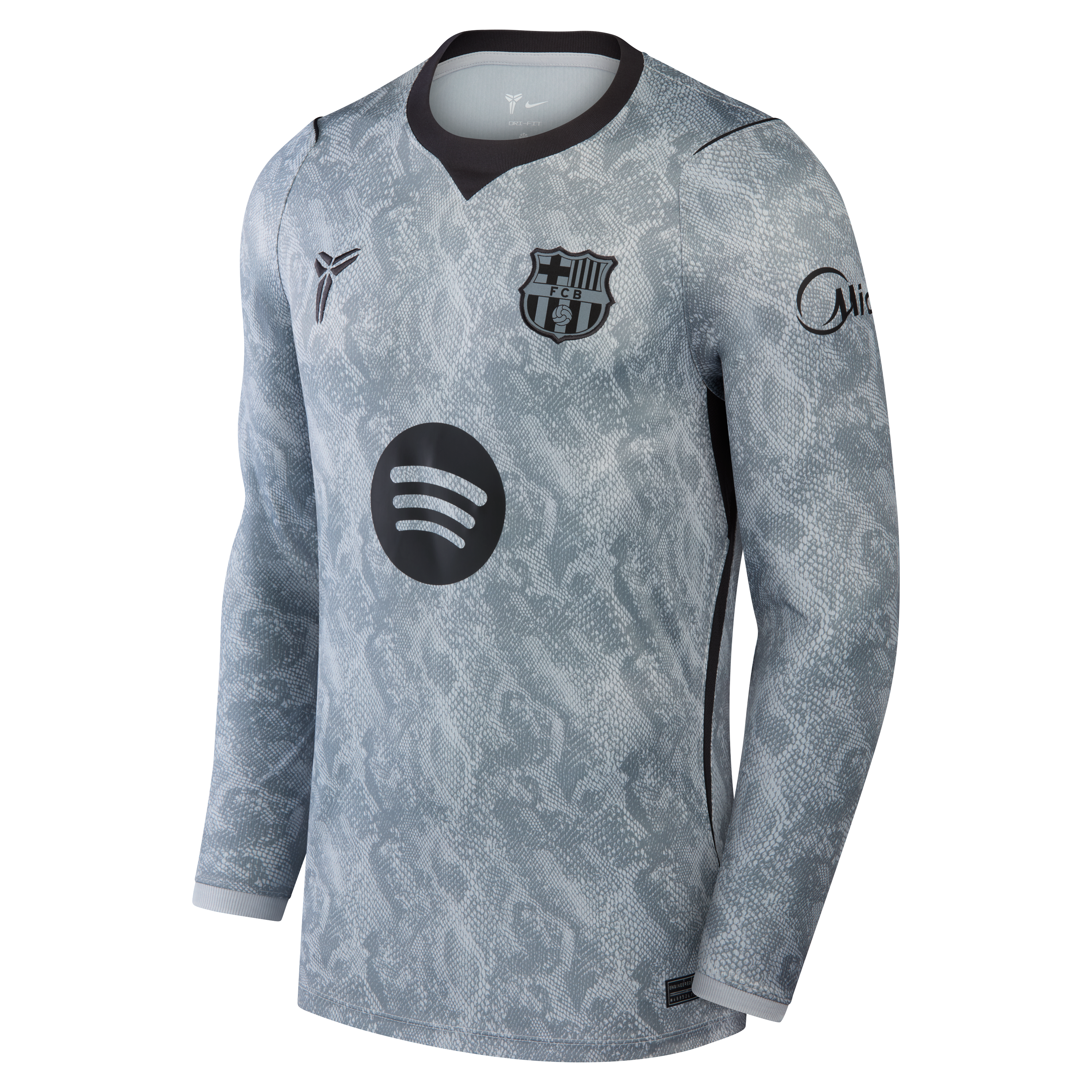 Maillot de gardien but Nike gris FC Barcelone extérieur 2026/27, réplique à manches longues, pour enfant