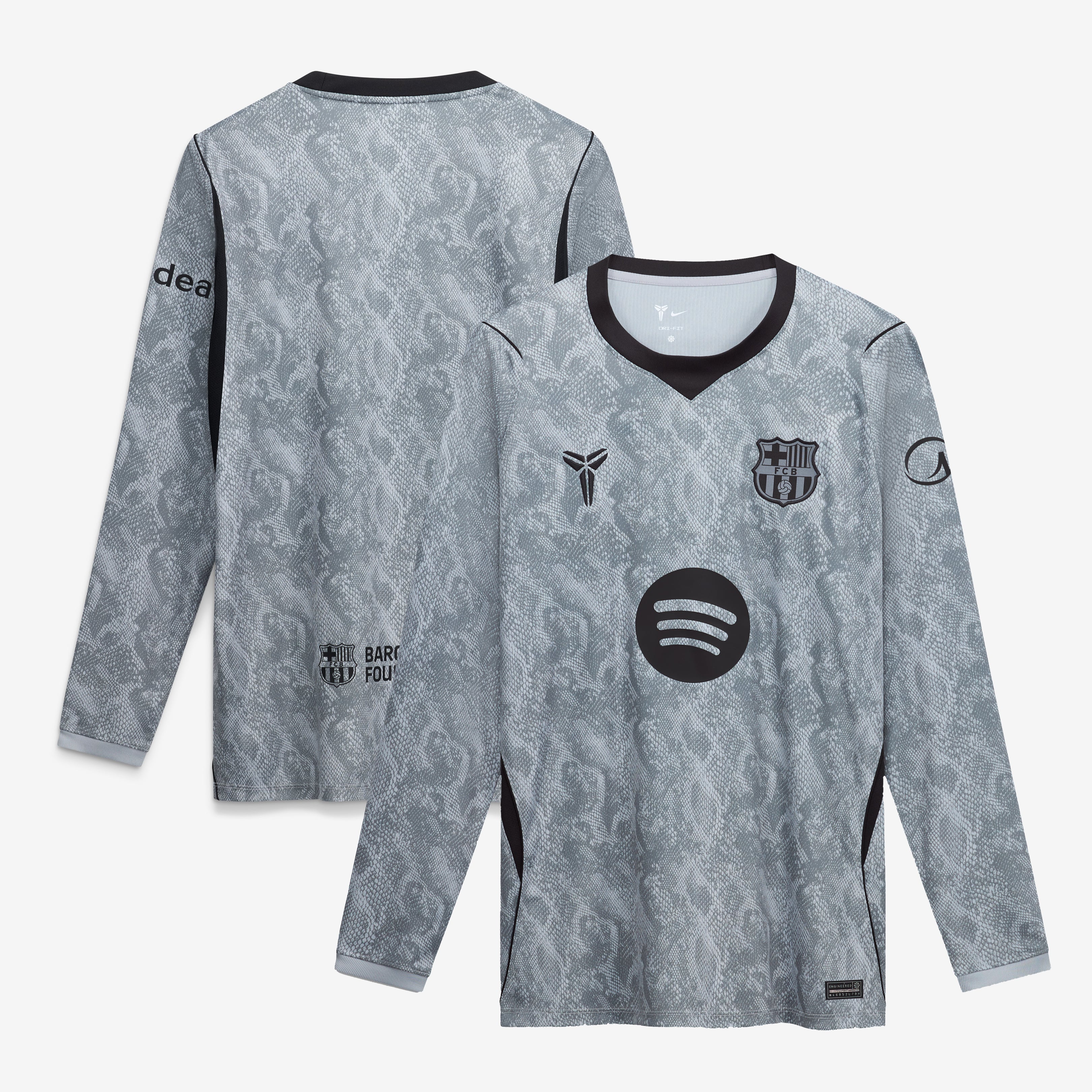 Maillot de gardien but Nike gris FC Barcelone extérieur 2026/27, réplique à manches longues, pour enfant