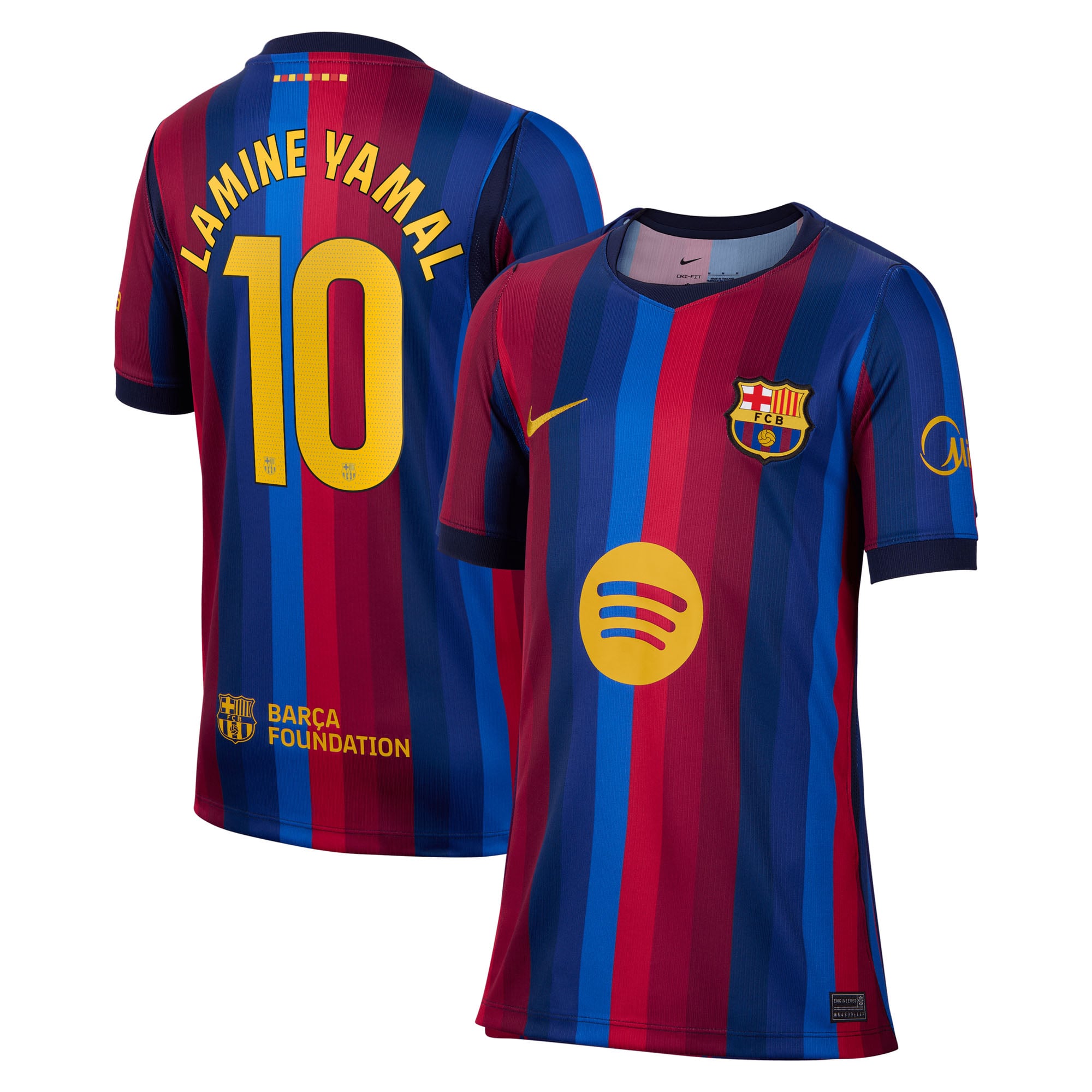 Maillot réplique domicile stade Nike Lamine Yamal rouge FC Barcelone 2026/27 pour enfant