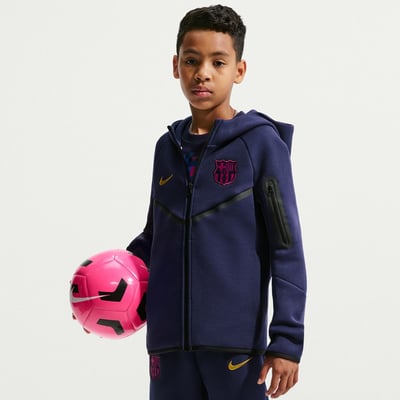 Sweat à capuche zippé raglan Nike Tech Fleece pour enfant Barcelone - Bleu marine