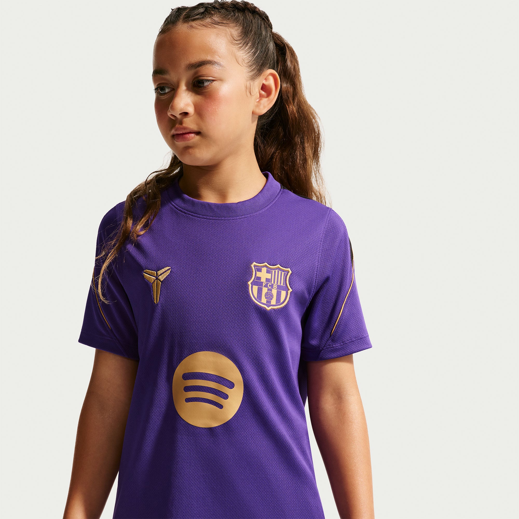Maillot extérieur Nike Dri-FIT Strike violet pour enfant, Barcelone 2026/27