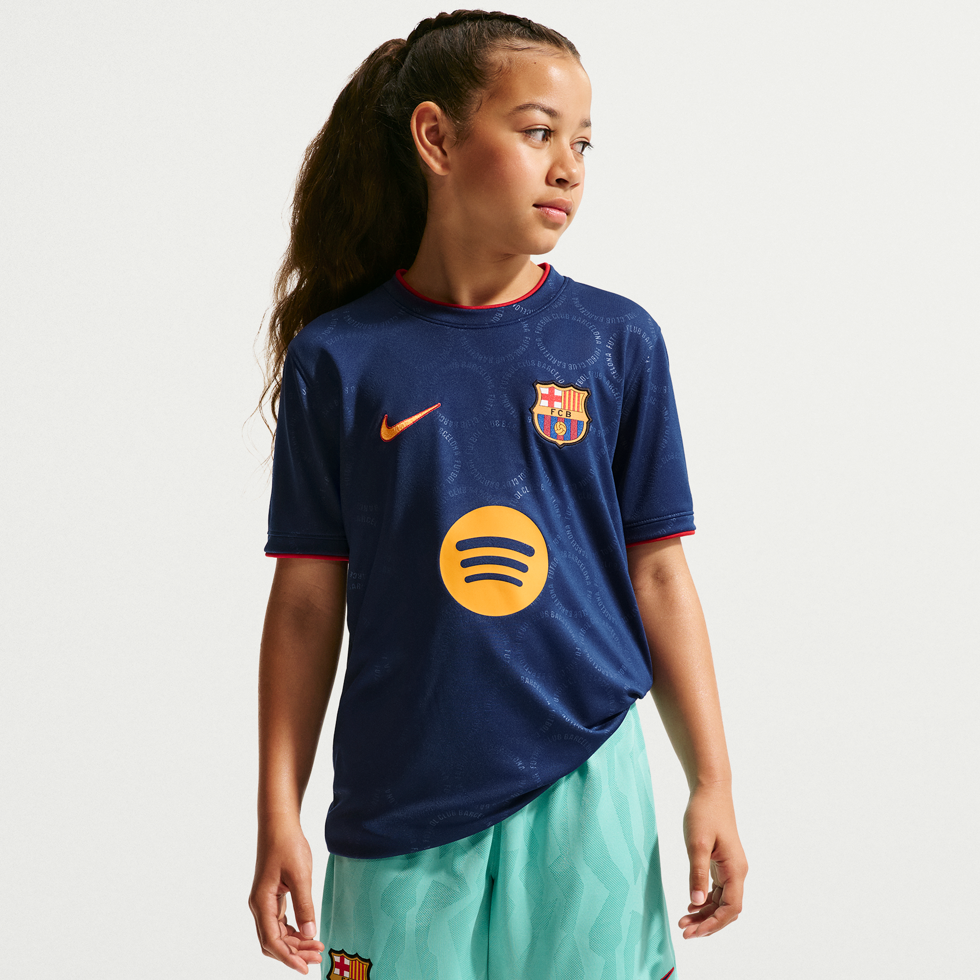 Maillot d'avant-match Nike Royal Barcelone 2026/27 Dri-FIT pour enfant