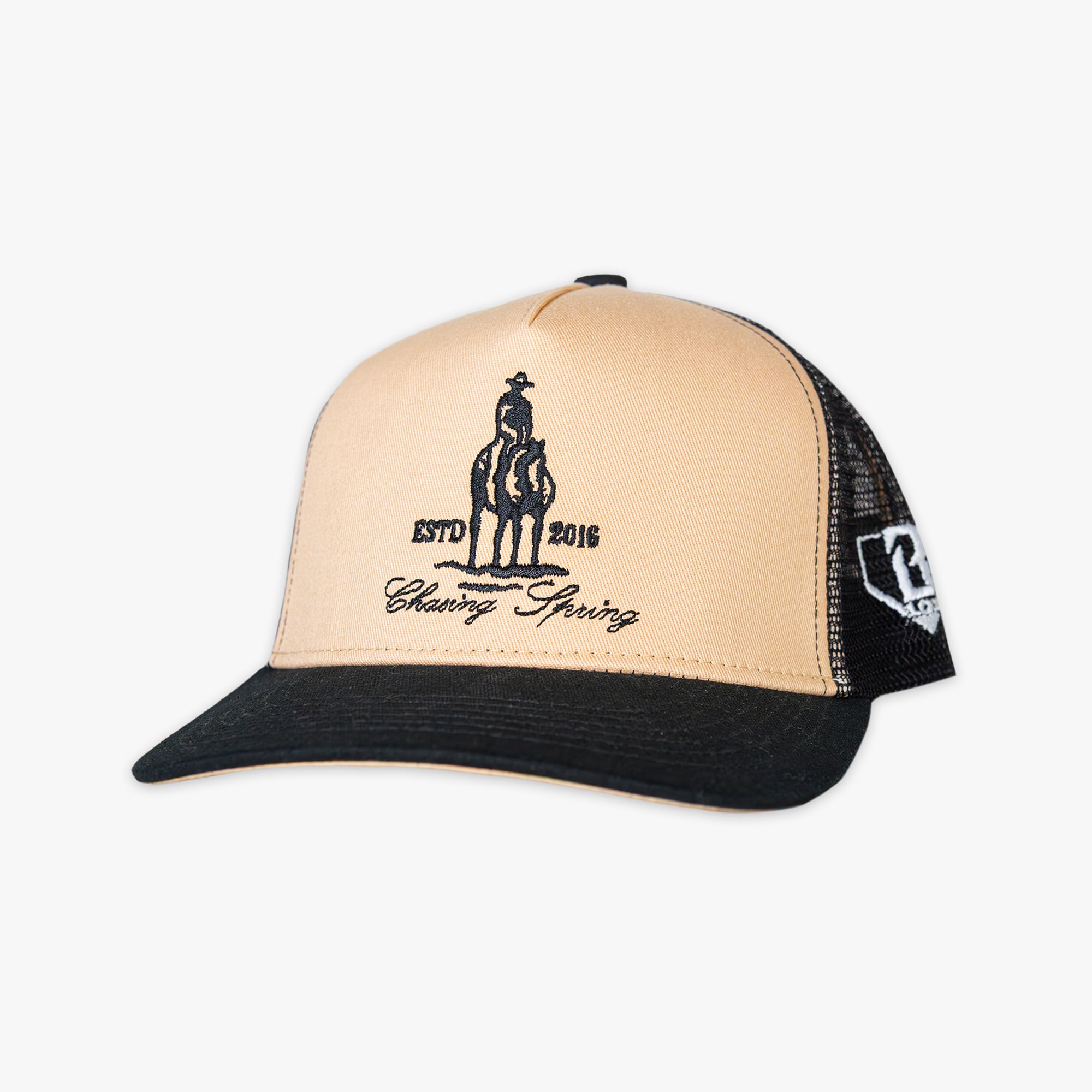 Men's Baseball Lifestyle 101 Cream/Black Bat And Bridle Adjustable Trucker Hat