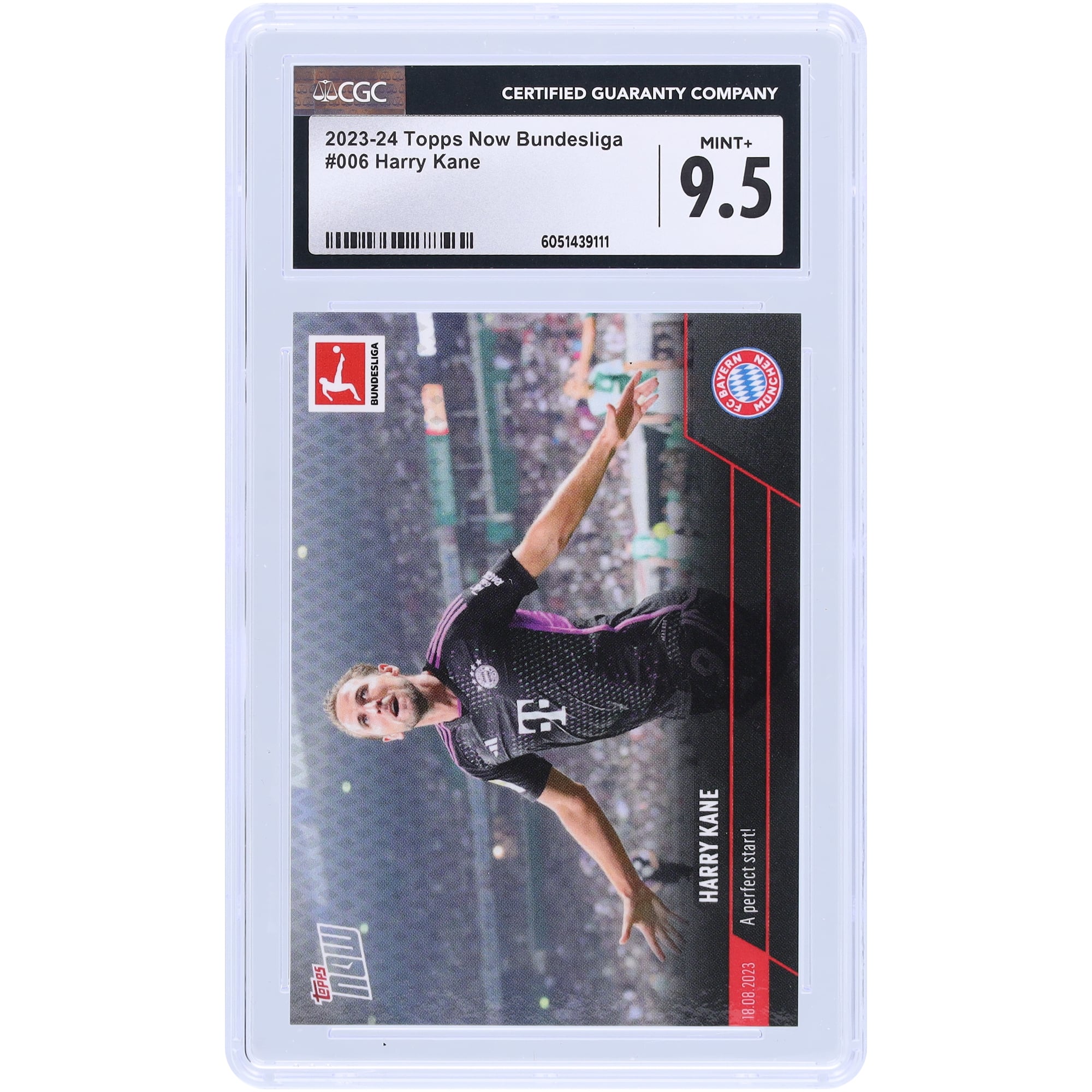 Harry Kane, Bayern Munich 2023-24 : Topps maintenant UEFA : un départ parfait ! Carte 9,5 authentifiée CGC n° 6