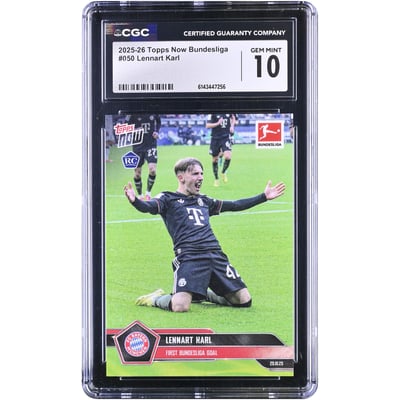 Lennart Karl Bayern Munich 2025-26 Topps Now Bundesliga First Bundesliga Goal #50 CGC Authenticated 10 Rookie Card