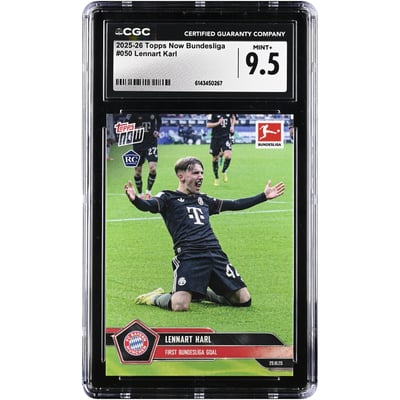 Lennart Karl Bayern Munich 2025-26 Topps Now Bundesliga First Bundesliga Goal #50 CGC Authenticated 9.5 Rookie Card