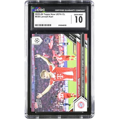 Lennart Karl Bayern Munich 2025-26 Topps Now UEFA CL FC Bayern Munich's Youngest Ever UEFA Champions League Goalscorer #38 CGC Authenticated 10 Rookie Card