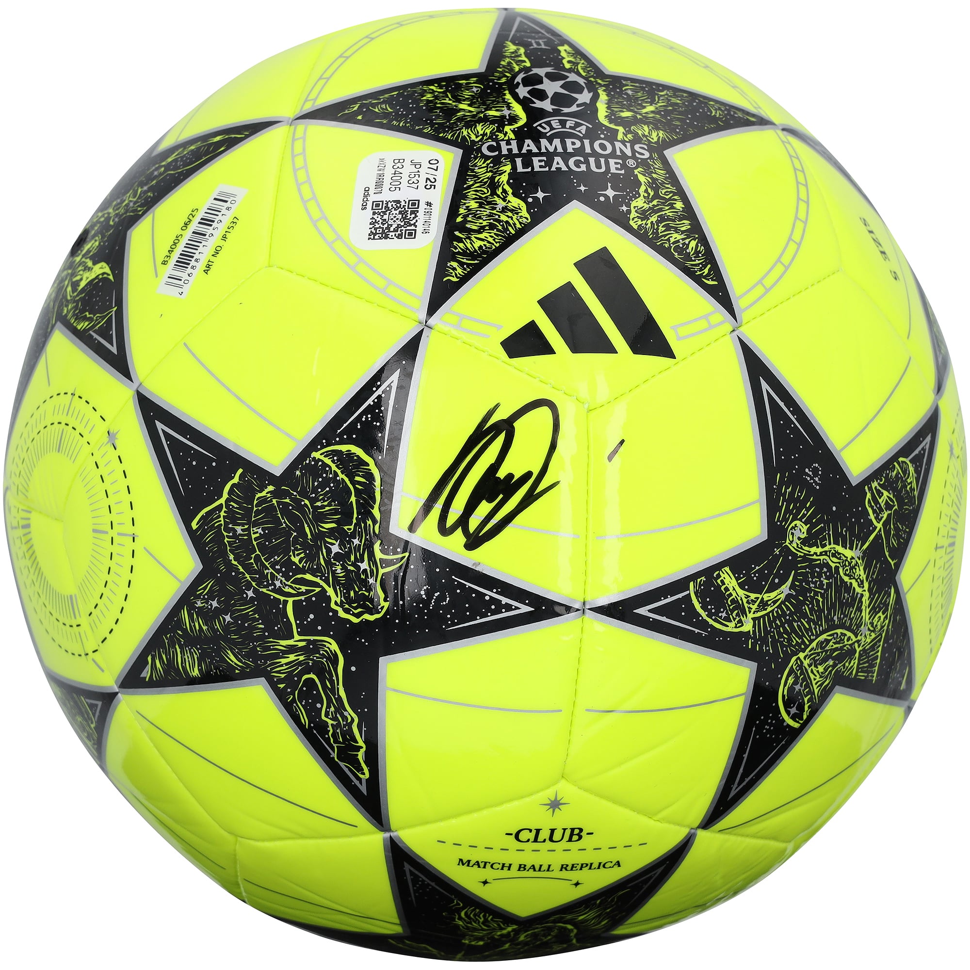 Luis Díaz Bayern Munich Autographed UEFA Champions League Yellow/Black Soccer Ball