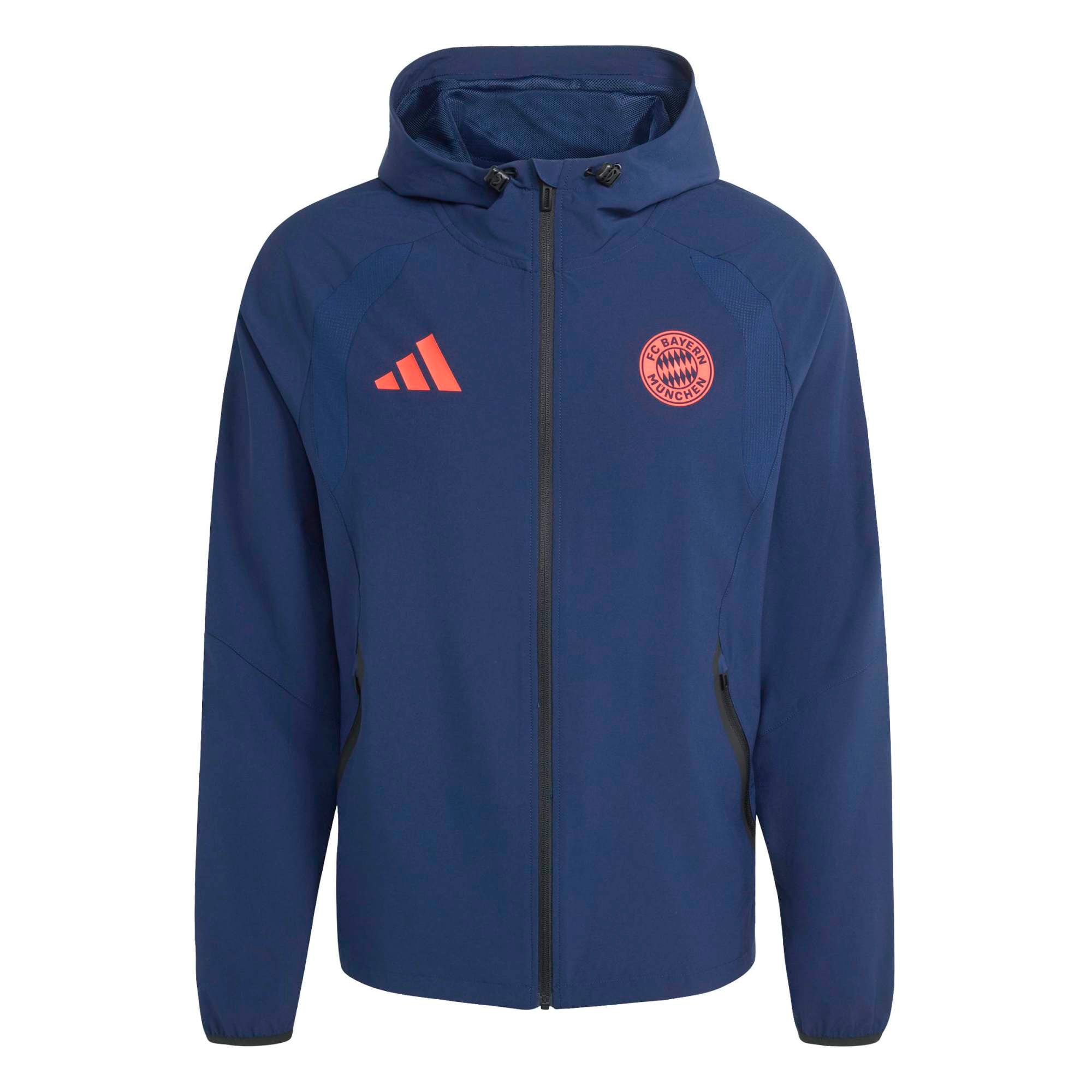 Coupe-vent zippé adidas Bayern Munich Tiro Travel bleu pour homme