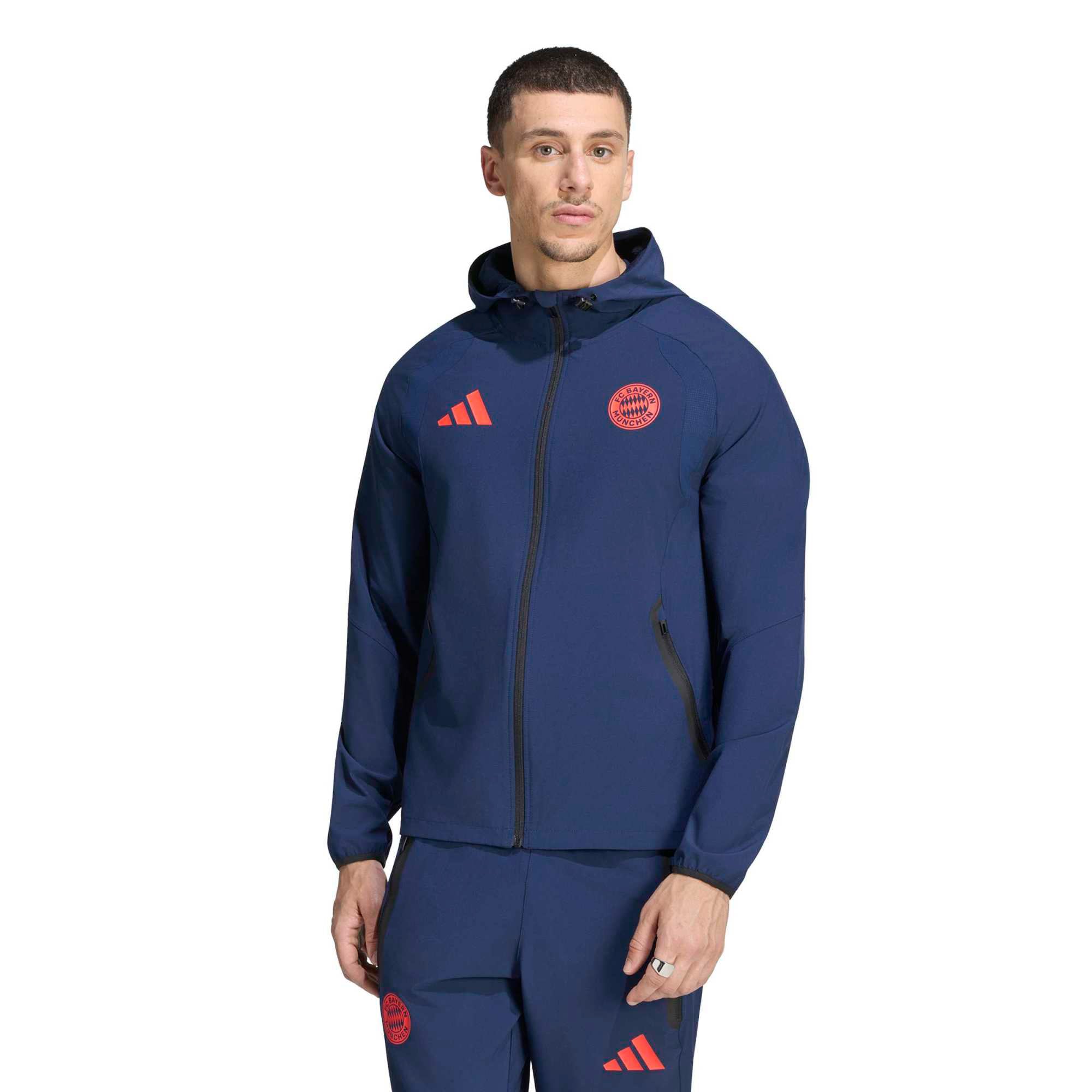Coupe-vent zippé adidas Bayern Munich Tiro Travel bleu pour homme