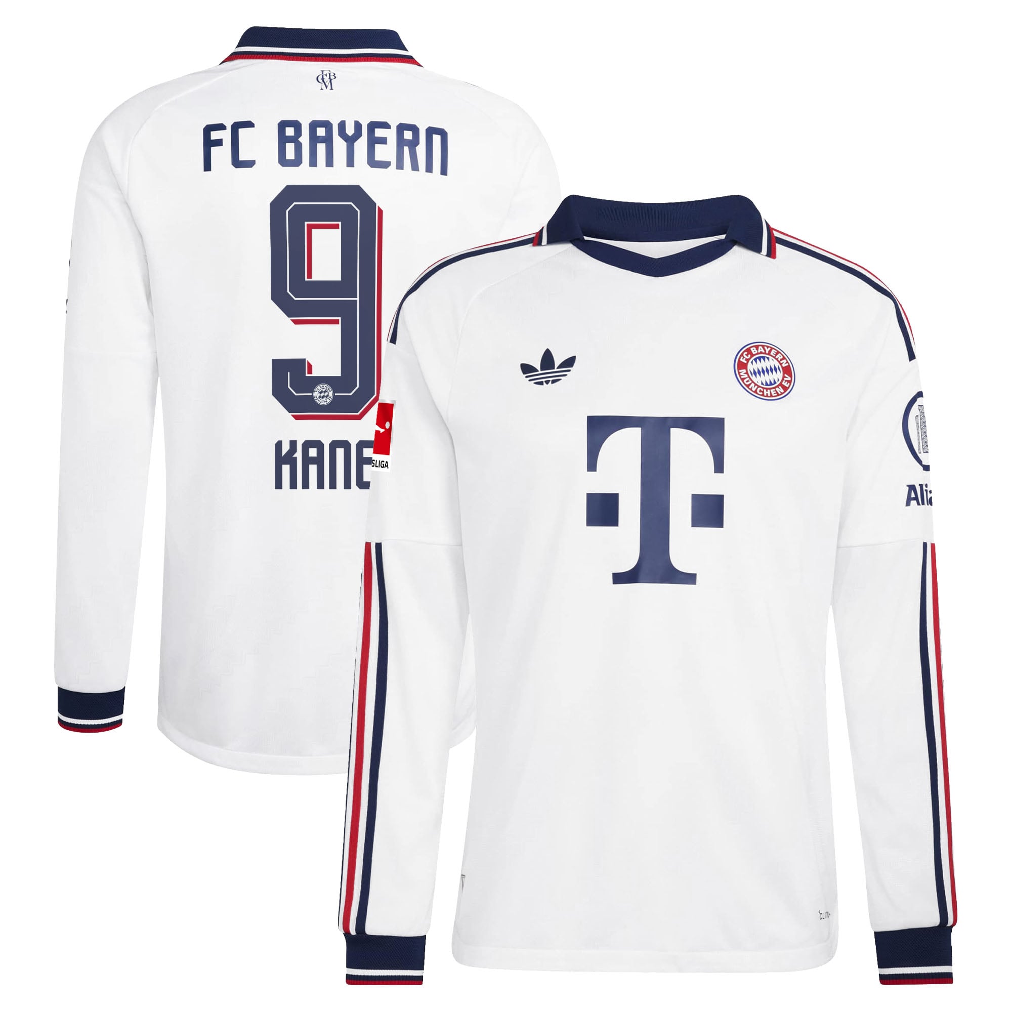 Men's adidas Harry Kane White Bayern Munich 2026/27 Away On-Field Authentic Long Sleeve Jersey
