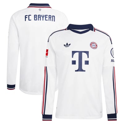 Maillot authentique extérieur Bayern Munich adidas 2026/27 à manches longues avec écusson - Blanc