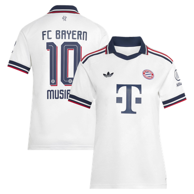Maillot réplique extérieur blanc du Bayern Munich pour femme, saison 2026/27, de Jamal Musiala (adidas)