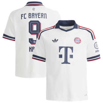 Maillot réplique extérieur blanc du Bayern Munich adidas pour jeunes (saison 2026/27) - Harry Kane