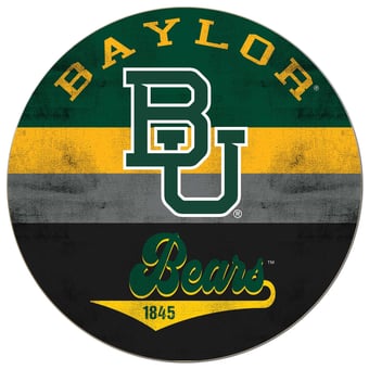Baylor Buttons White Baylor Bears 20'' x 20'' Indoor/Outdoor Weathered Circle Sign