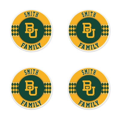 Baylor Bears 4" Personalized Circular Coasters 4-Pack Set