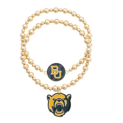 Baylor Bears CANVAS Style Stretch Ball Bead Bracelet Set of Two