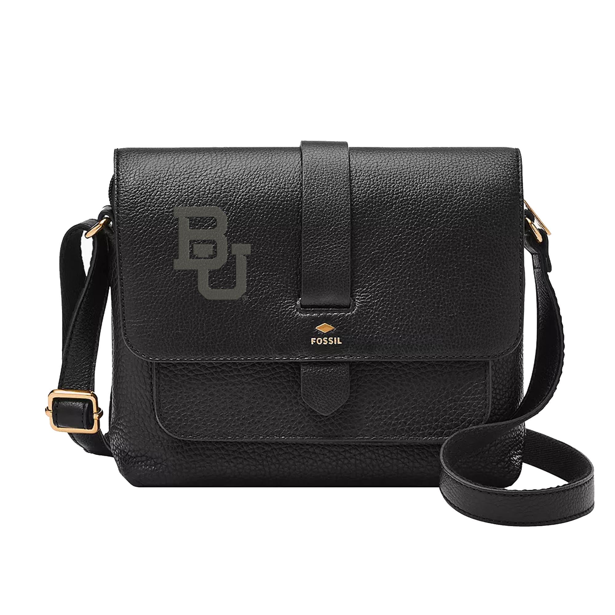 Baylor Bears Fossil Kinley Leather Small Crossbody Bag - Black