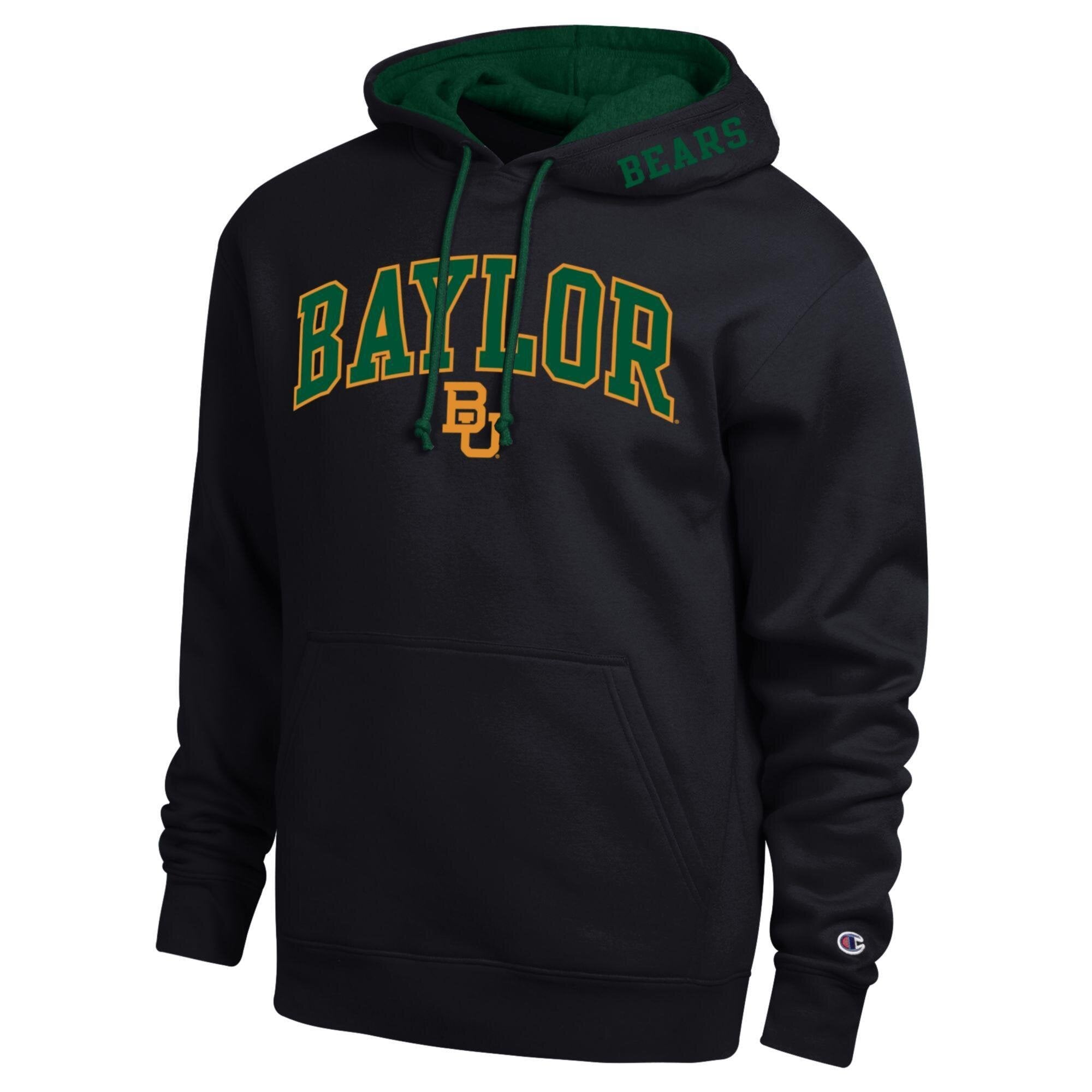 Men's Champion  Black Baylor Bears Arch Tackle Twill Hoodie