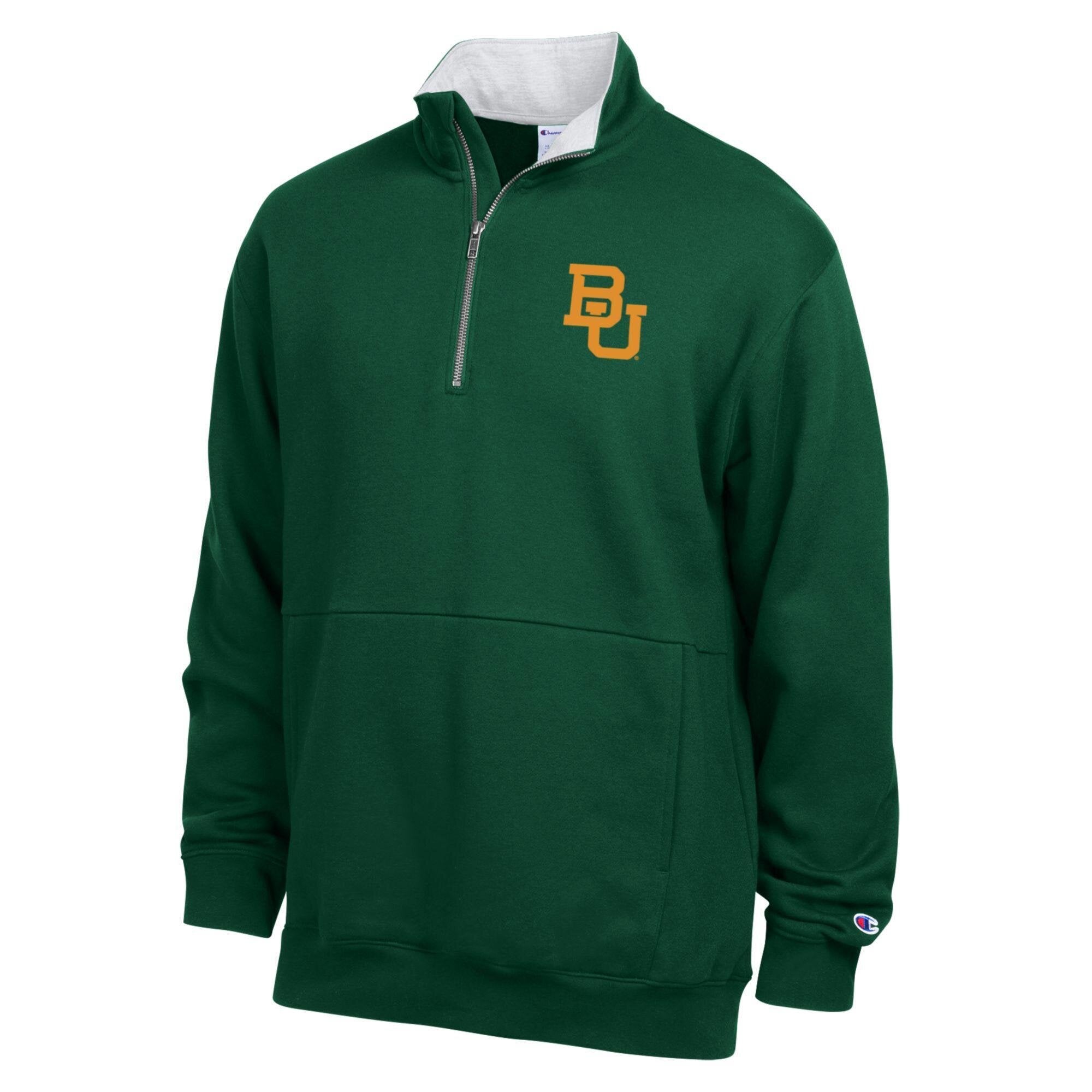 Men's Champion Green Baylor Bears Fleece Quarter-Zip Pullover