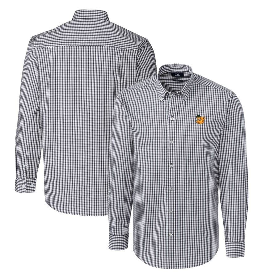 Baylor Buttons Men's Cutter & Buck Charcoal Baylor Bears Easy Care Stretch Gingham Big ...